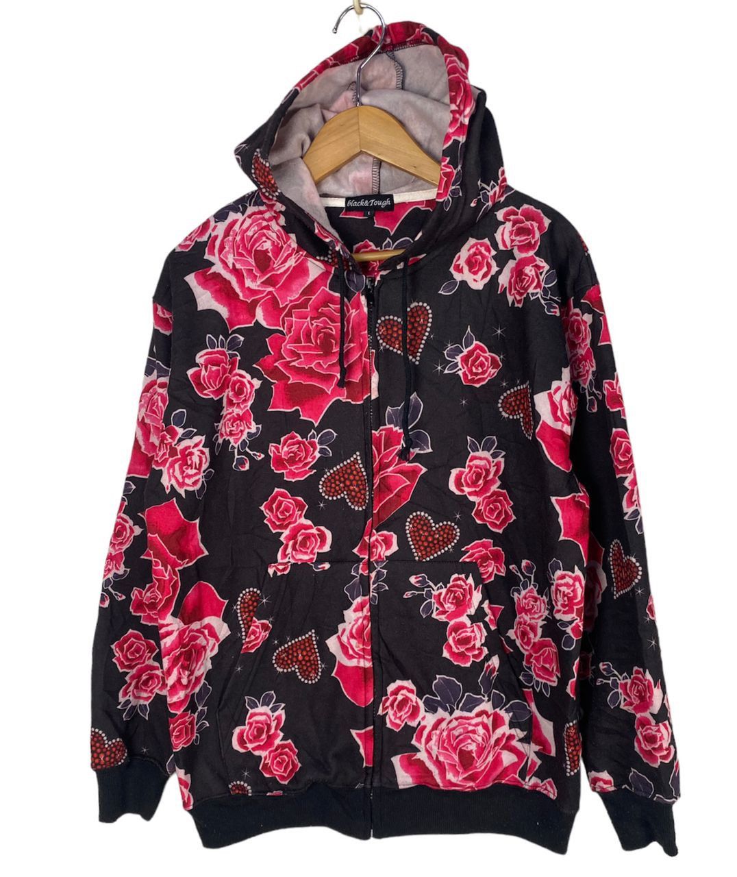 Black&tough fullprint zipper hoodie