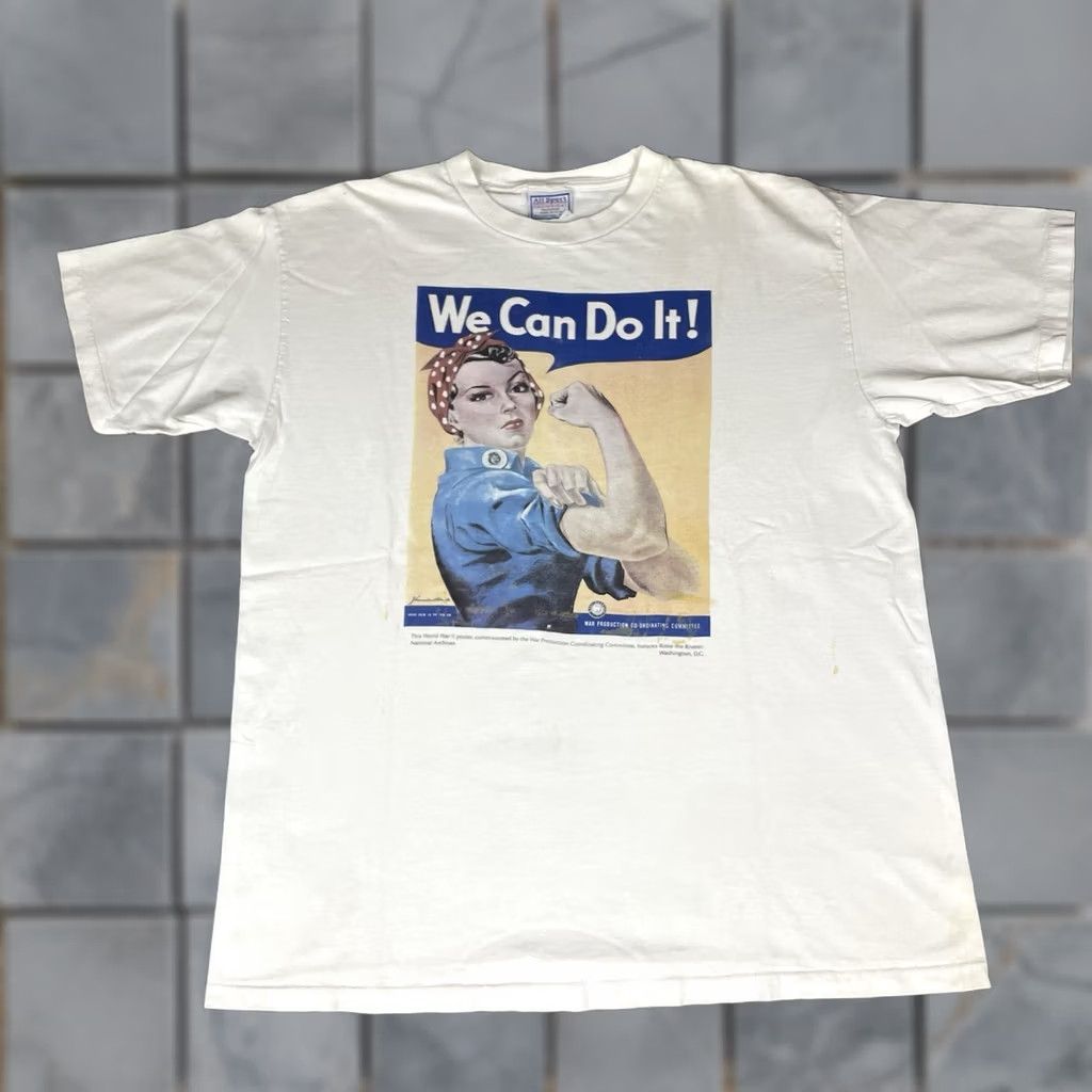 Vintage VINTAGE Rosie The Riveter Shirt Adult XL White 90s We Can Do It World War 2 Vtg Size US XL / EU 56 / 4 - 1 Thumbnail