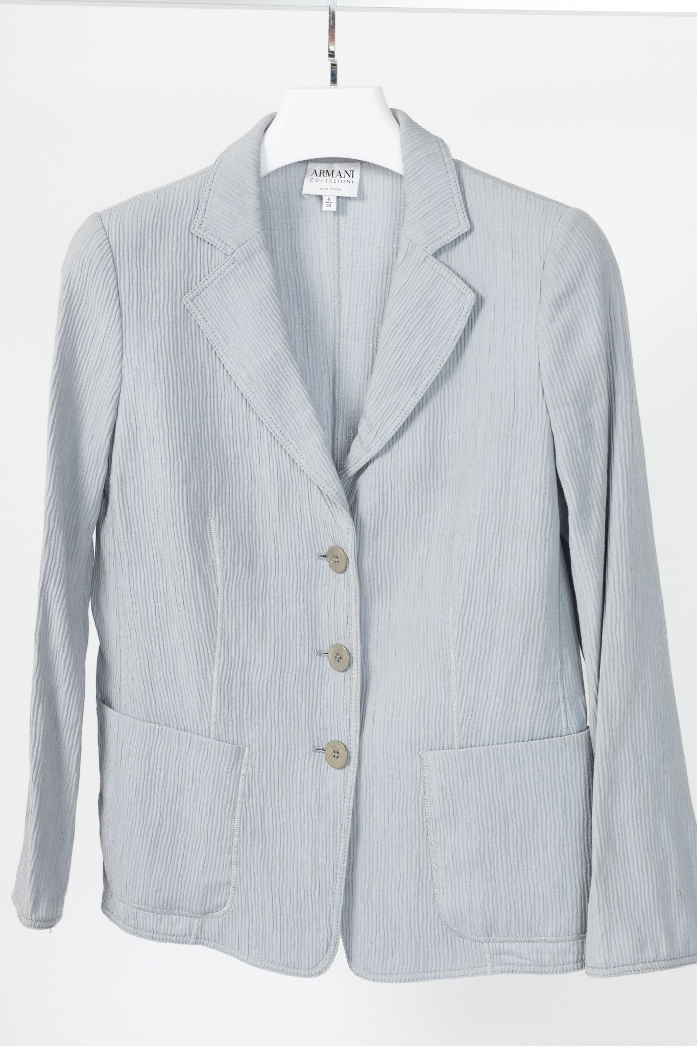 Armani Collezioni Armani Collezioni Cotton & Linen-Blend Textured Blazer Size M / US 6-8 / IT 42-44 - 3 Thumbnail
