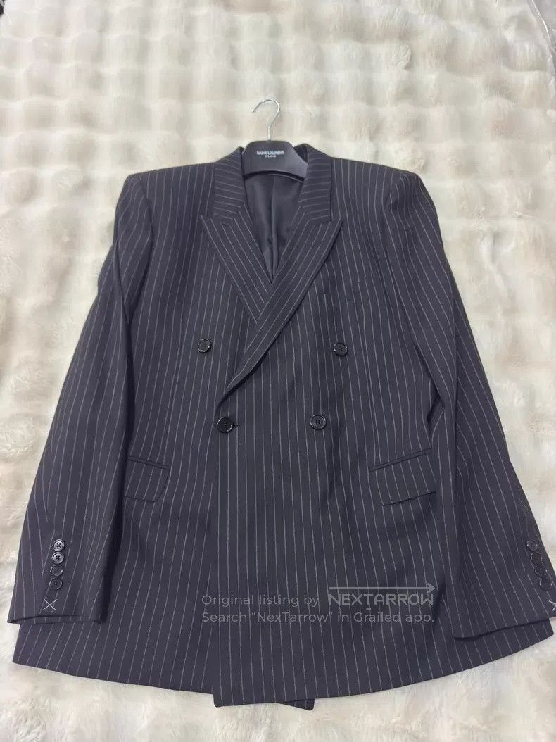 Celine Celine Black striped double-breasted blazer Size US L / EU 52-54 / 3 - 1 Thumbnail