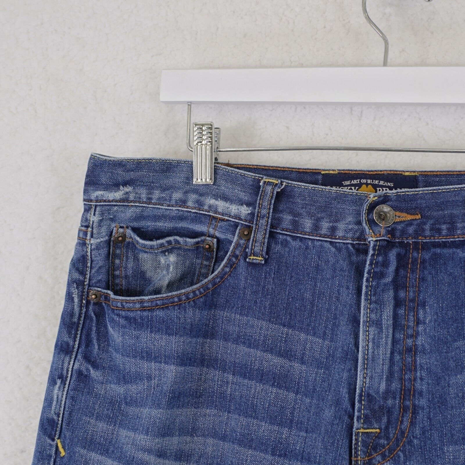 Lucky Brand Lucky Brand 329 Classic Straight Blue Denim Jeans 35/32 Ston Size US 35 - 3 Thumbnail