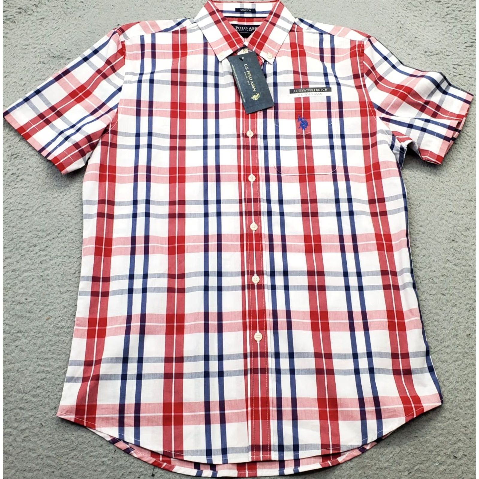 Vintage US Polo Assn. Shirt Mens S Multi Plaid Stretch Classic Short Sleeve Button Down Size US S / EU 44-46 / 1 - 2 Thumbnail