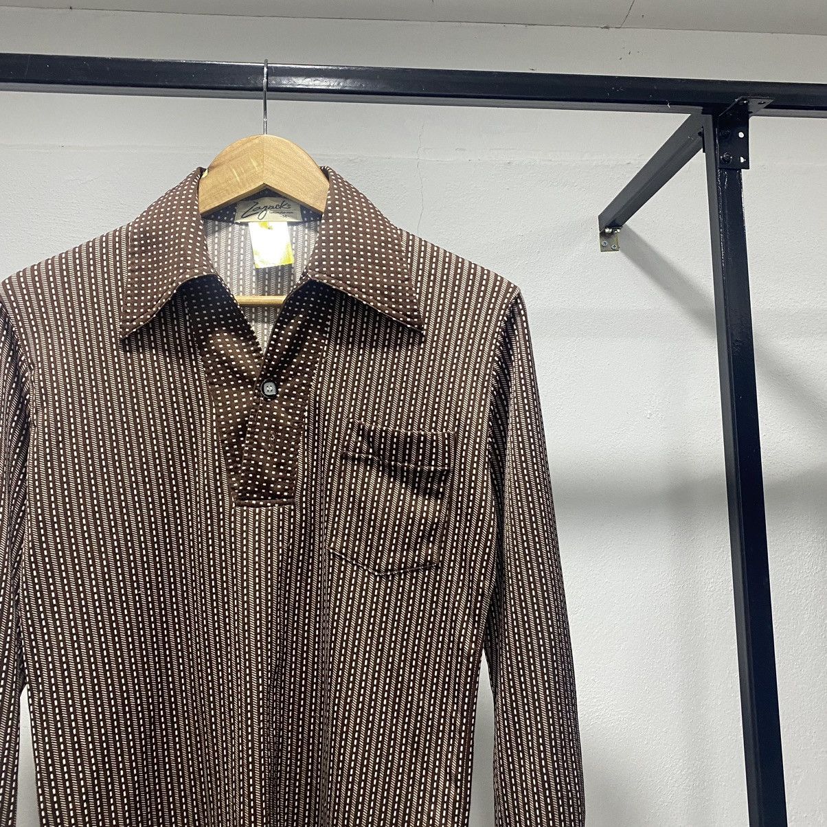 Vintage Vintage☠️ 70s Lazack Polos Ls Retro Collar Cowboy Size US S / EU 44-46 / 1 - 2 Thumbnail