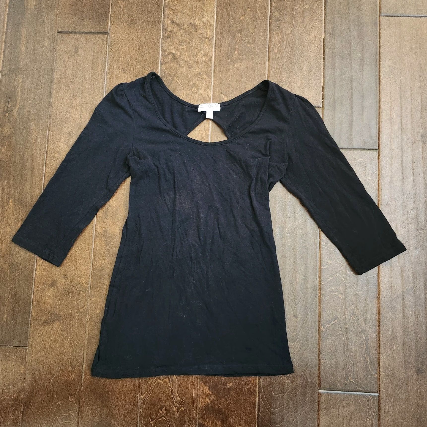 Cotton On Cotton On Blouse Women's Black 3/4 Sleeve Top - Size Large - Regular Fit - Solid Pattern - Cotton Blend - All Seasons - Machine Washable - Womens Size L / US 10 / IT 46 - 3 Thumbnail