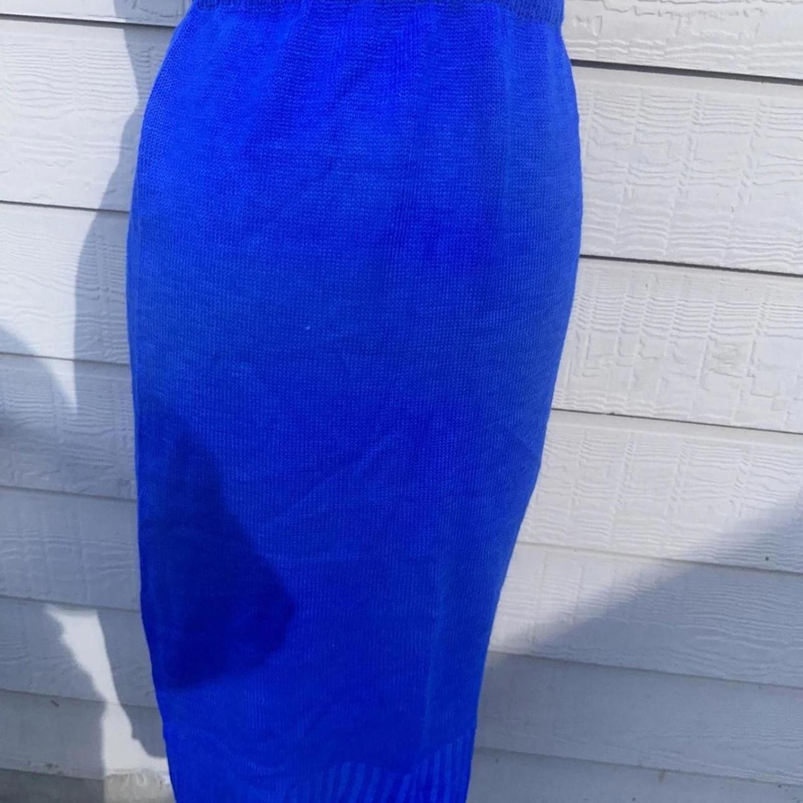 Other Vintage Colbalt blue acrylic blend knit sweater skirt sz. S Size 28" / US 6 / IT 42 - 1 Thumbnail