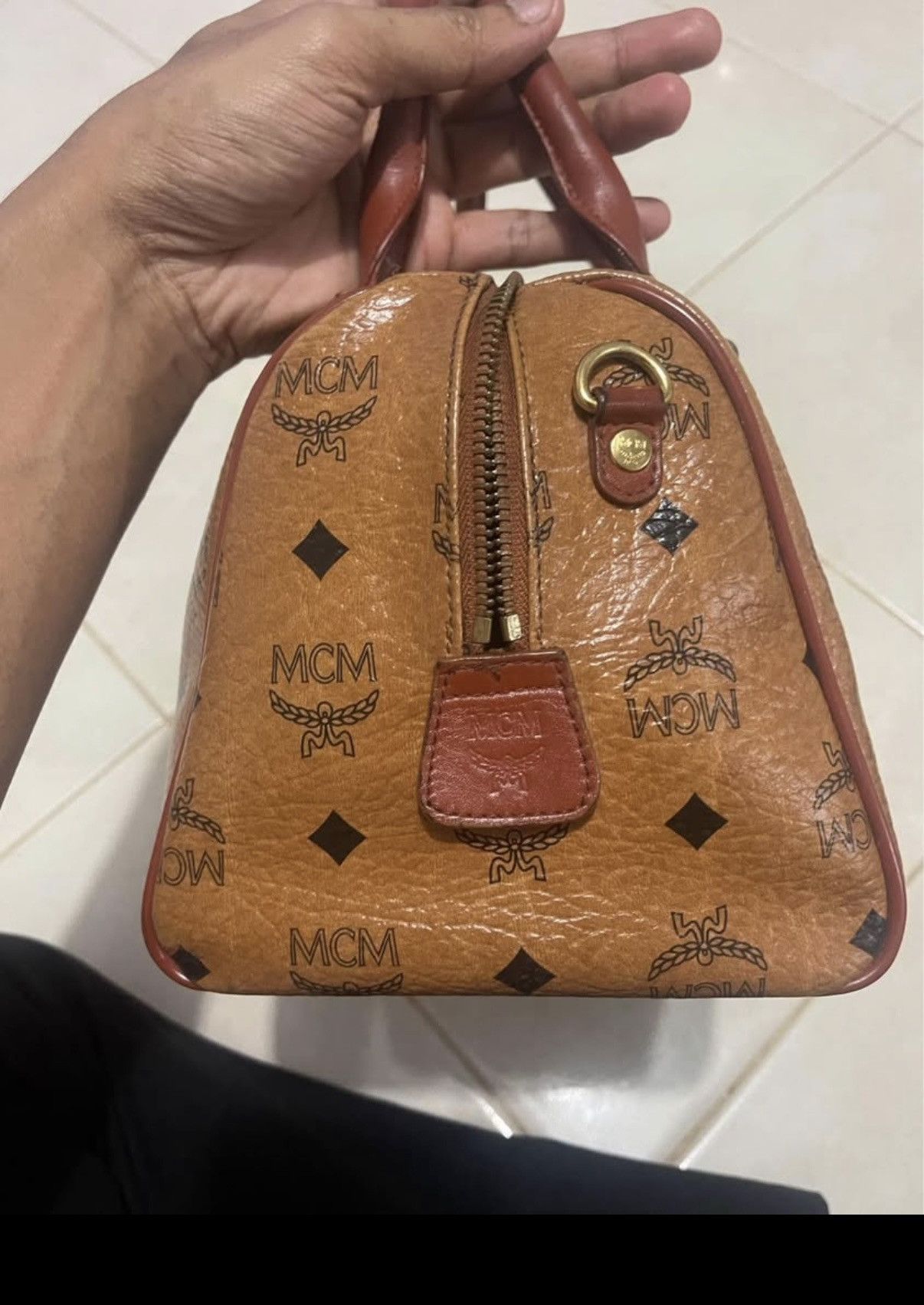 MCM MCM Cognac Monogram Visetos Boston Size ONE SIZE - 5 Thumbnail
