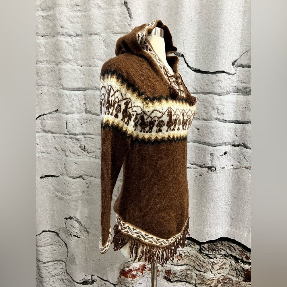 Other 100% Alpaca Wool Knitted Hoodie Pullover Sweater Alpaca Pri Size S / US 4 / IT 40 - 3 Thumbnail