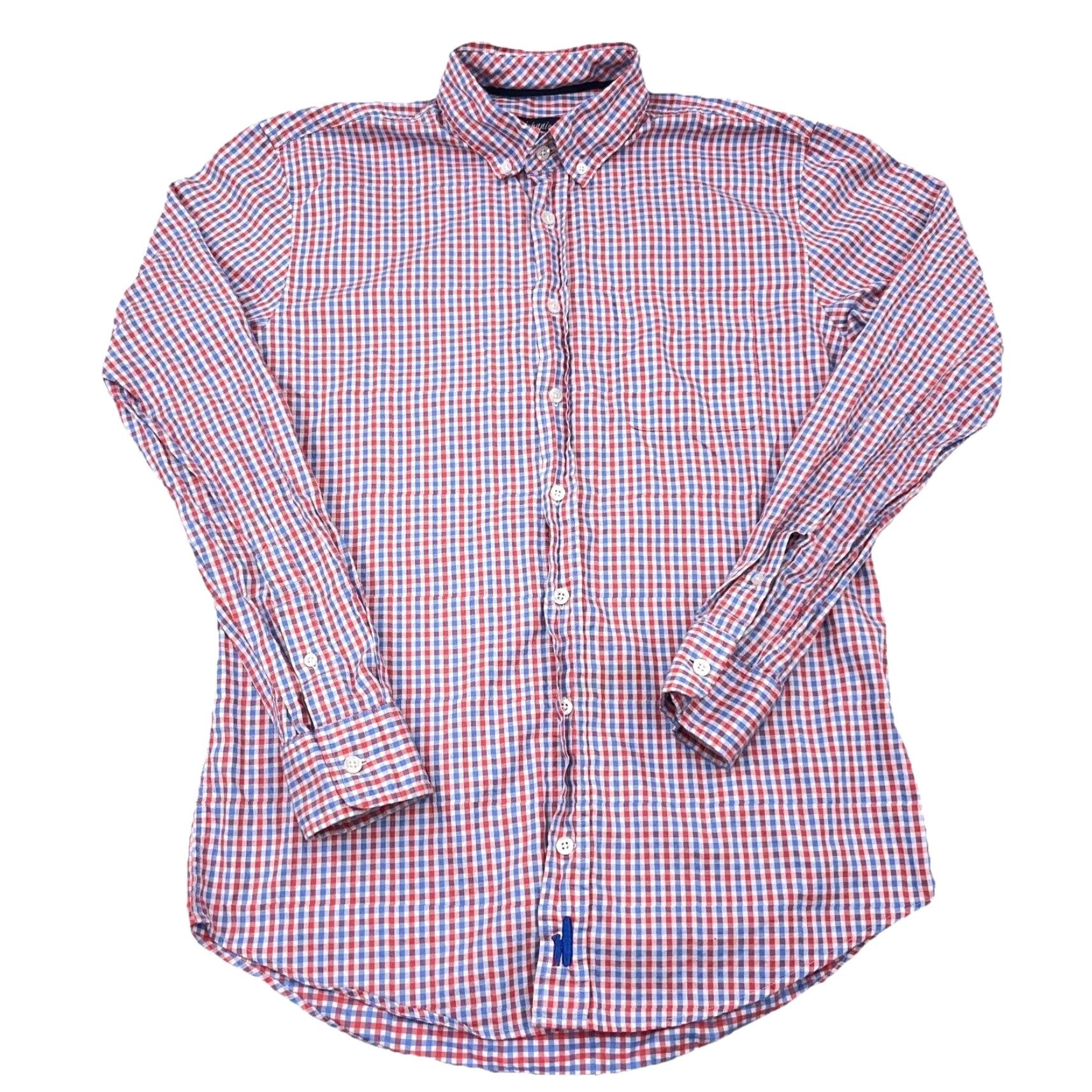 johnnie-O johnnie-O Shirt Men Medium Pink Blue Button Up Plaid Gingham Pocket Size 40R - 2 Thumbnail