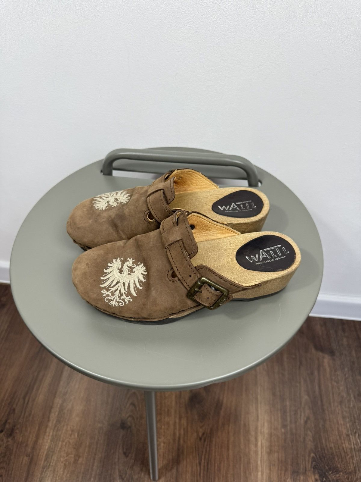 Other WALT Handmade Austrian Leather Wooden Clogs Sandals EU 37 Size US 6 / IT 36 - 6 Thumbnail