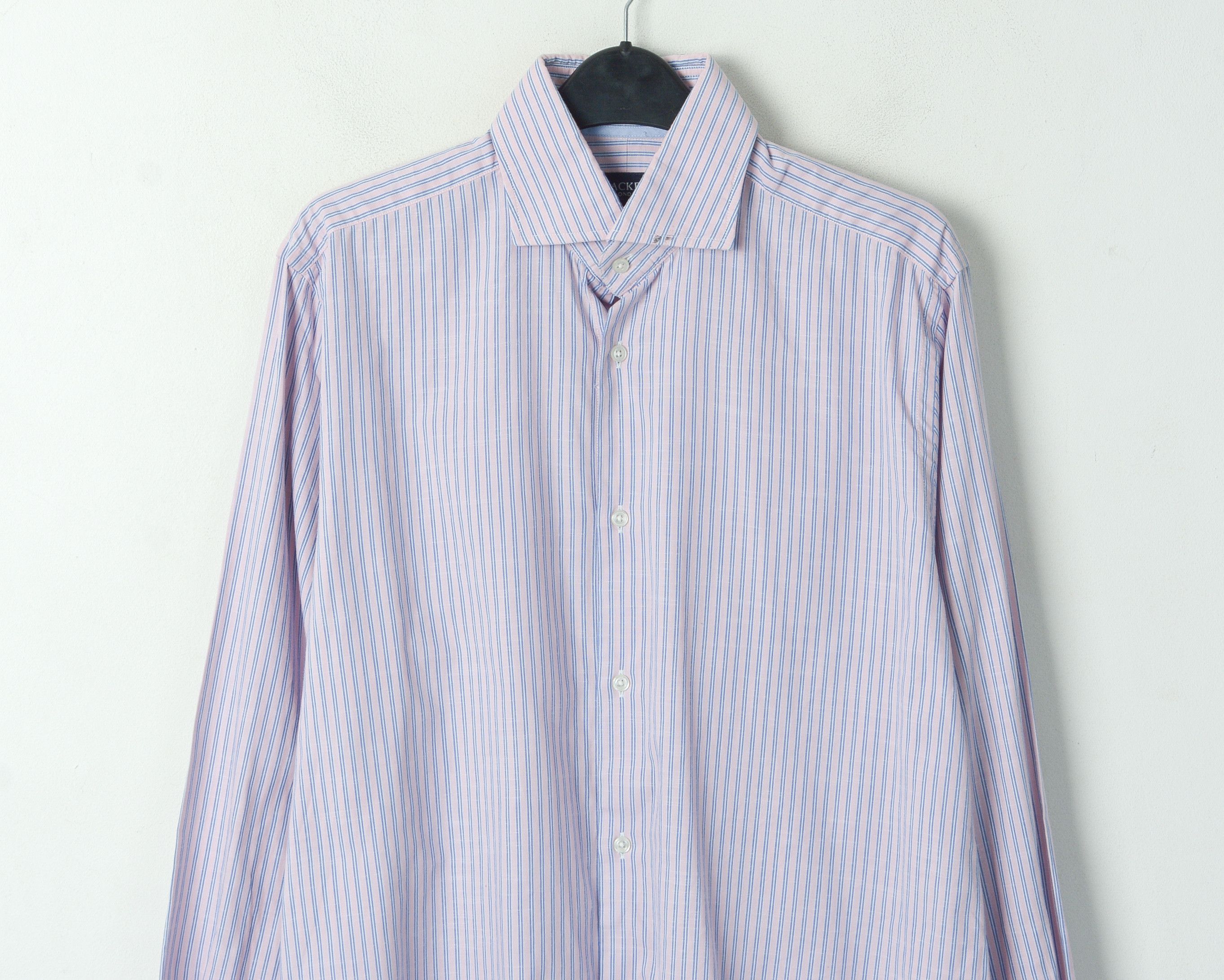 Hackett 16" Size 42 Shirt Formal Top Striped L Finest Italian Cotton Size 40R - 3 Thumbnail