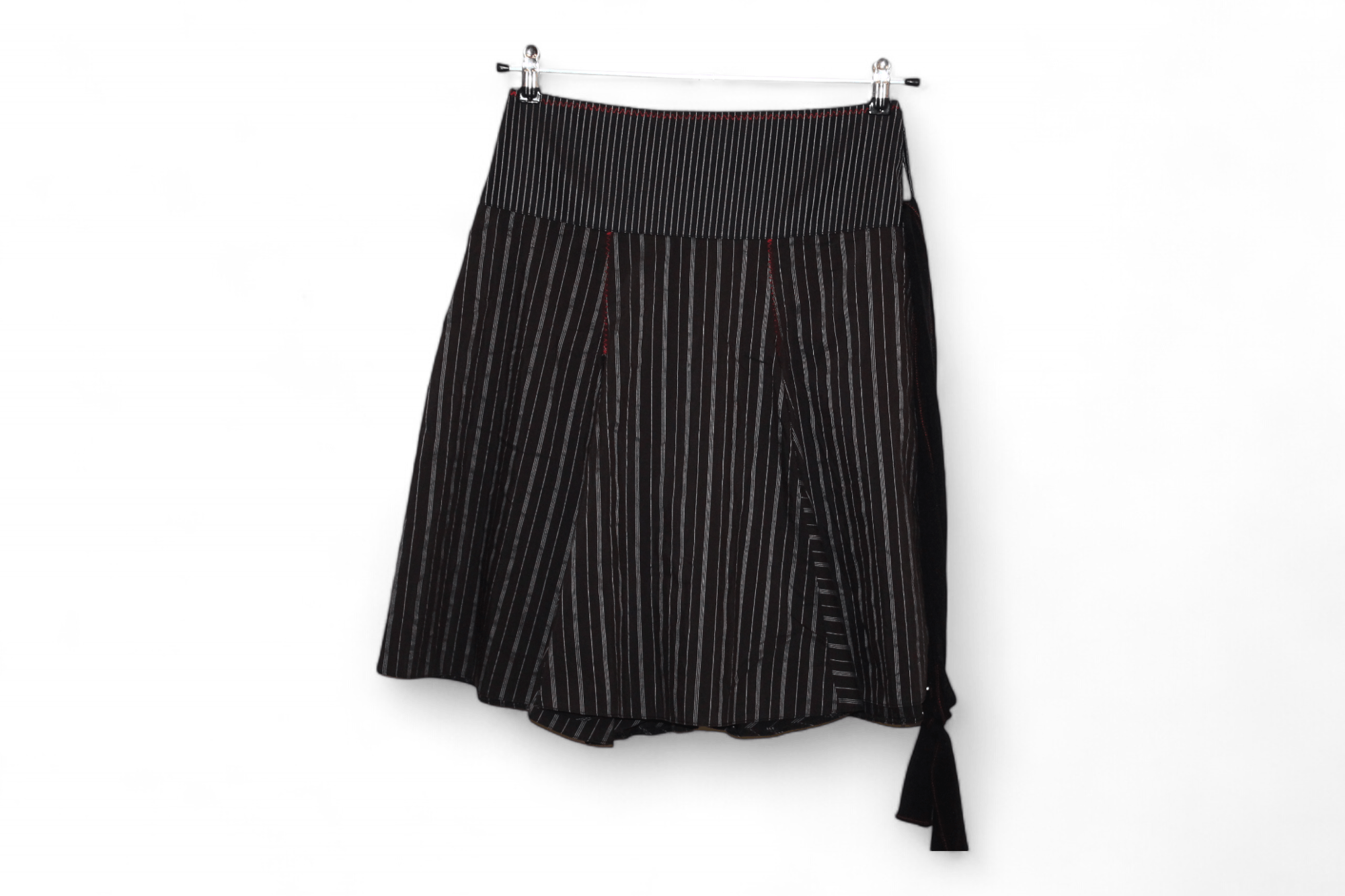 Vintage Vtg Double Jeu Lemon 05 Silver Stripes Pleated Skirt Size 30" / US 8 / IT 44 - 5 Thumbnail