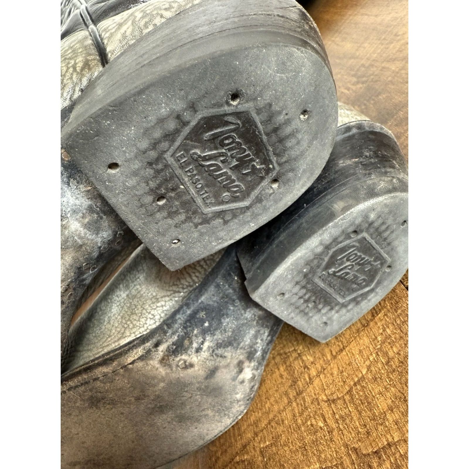 Tony Lama Tony Lama Mens 8.5D shrunken bull shoulder Boots Gray Leather Western Style 6253 Size US 9 / EU 42 - 7 Thumbnail