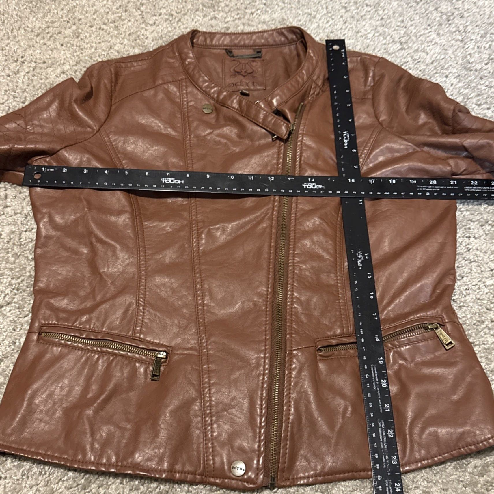 J Brand VINTAGE Odyn Brown Leather Moto Jacket Women Large M Brown Leather Moto Adult Large ODYN Brand Women's Jacket Motorcycle Size M / US 6-8 / IT 42-44 - 6 Thumbnail