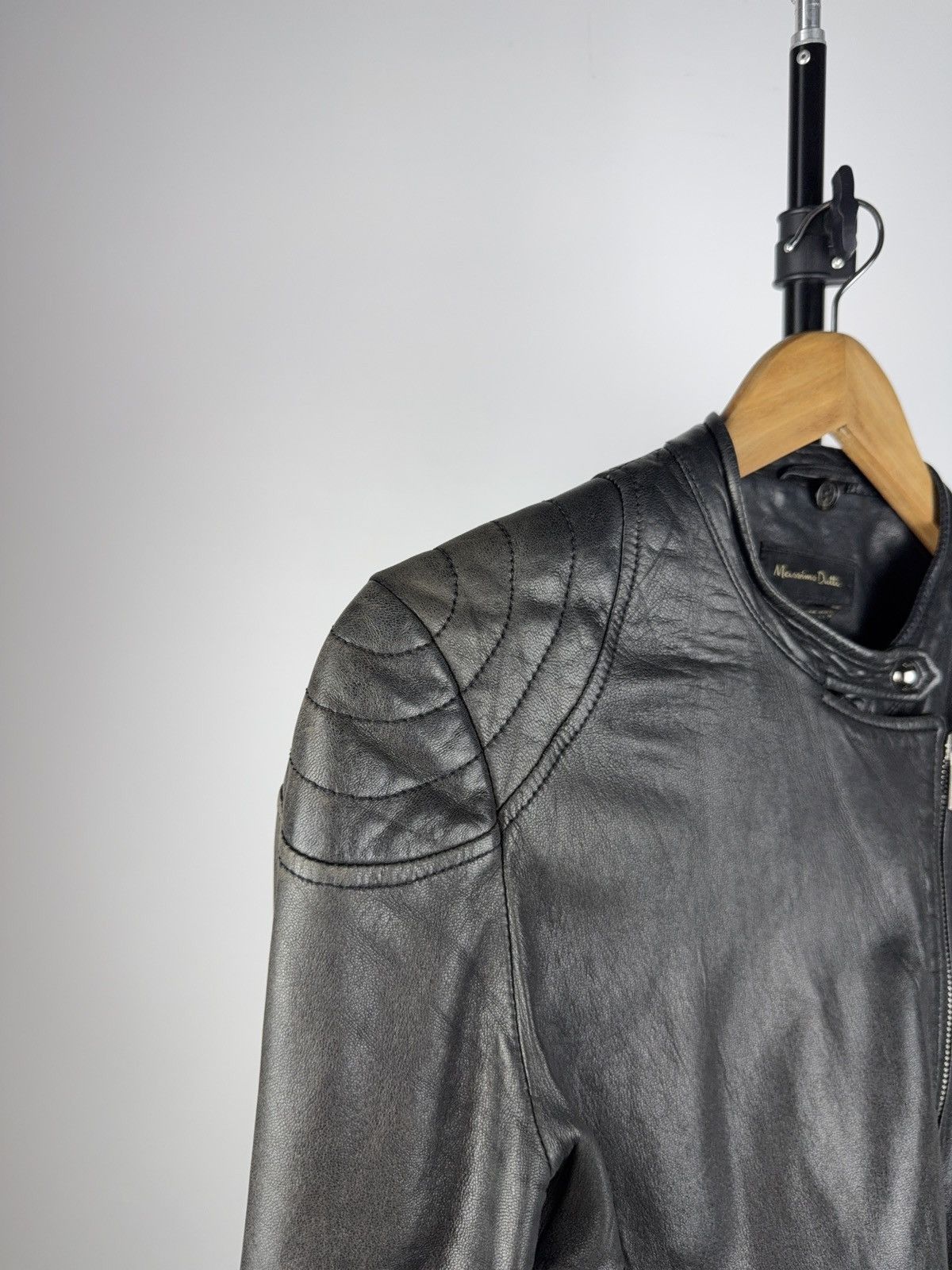 Massimo Dutti Vintage Genuine Leather MOTO BIKER Bomber Jacket Rock Punk Size L / US 10 / IT 46 - 22 Thumbnail