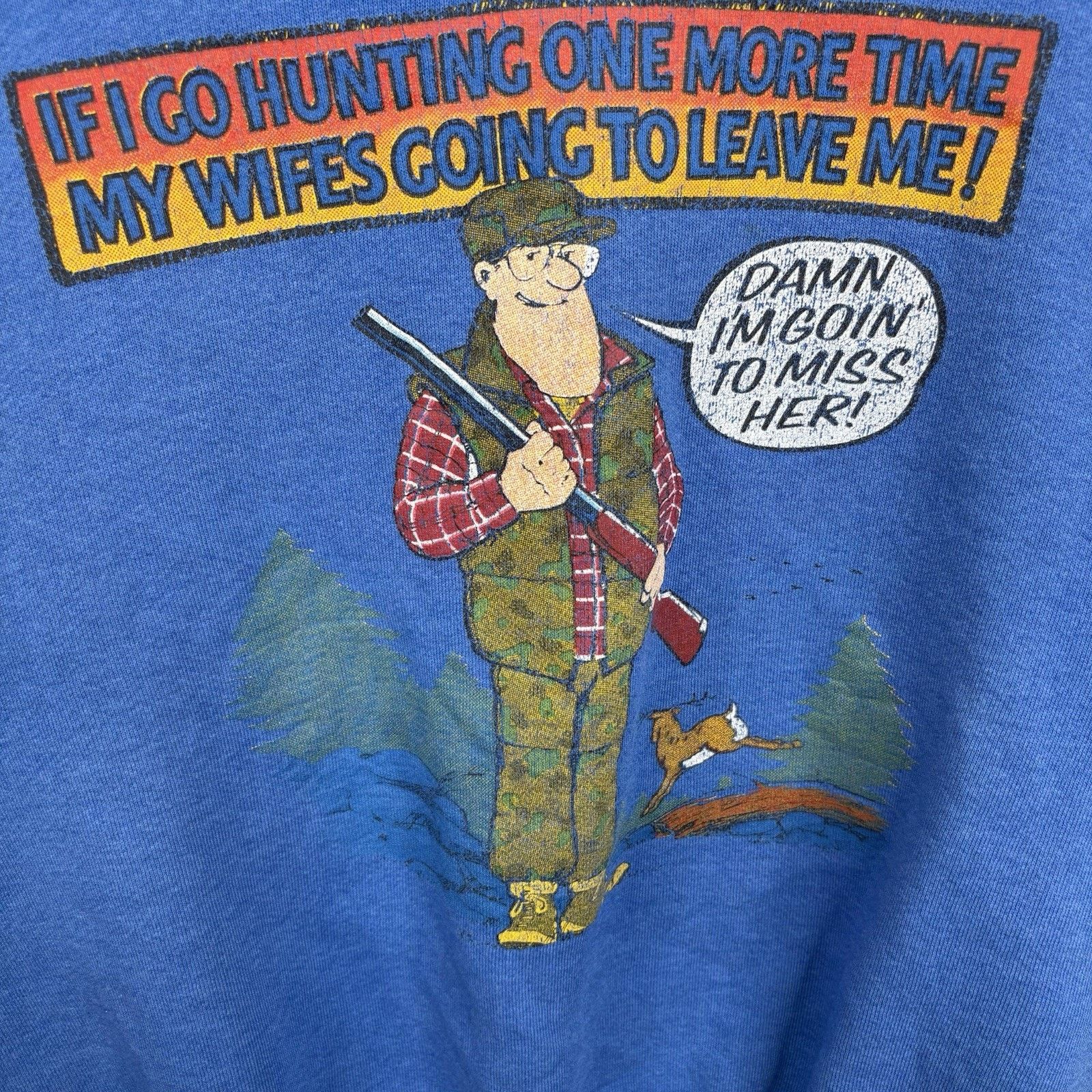 Fruit Of The Loom Vintage 80s Funny Hunting Crewneck Size X-Large Size US XL / EU 56 / 4 - 2 Thumbnail