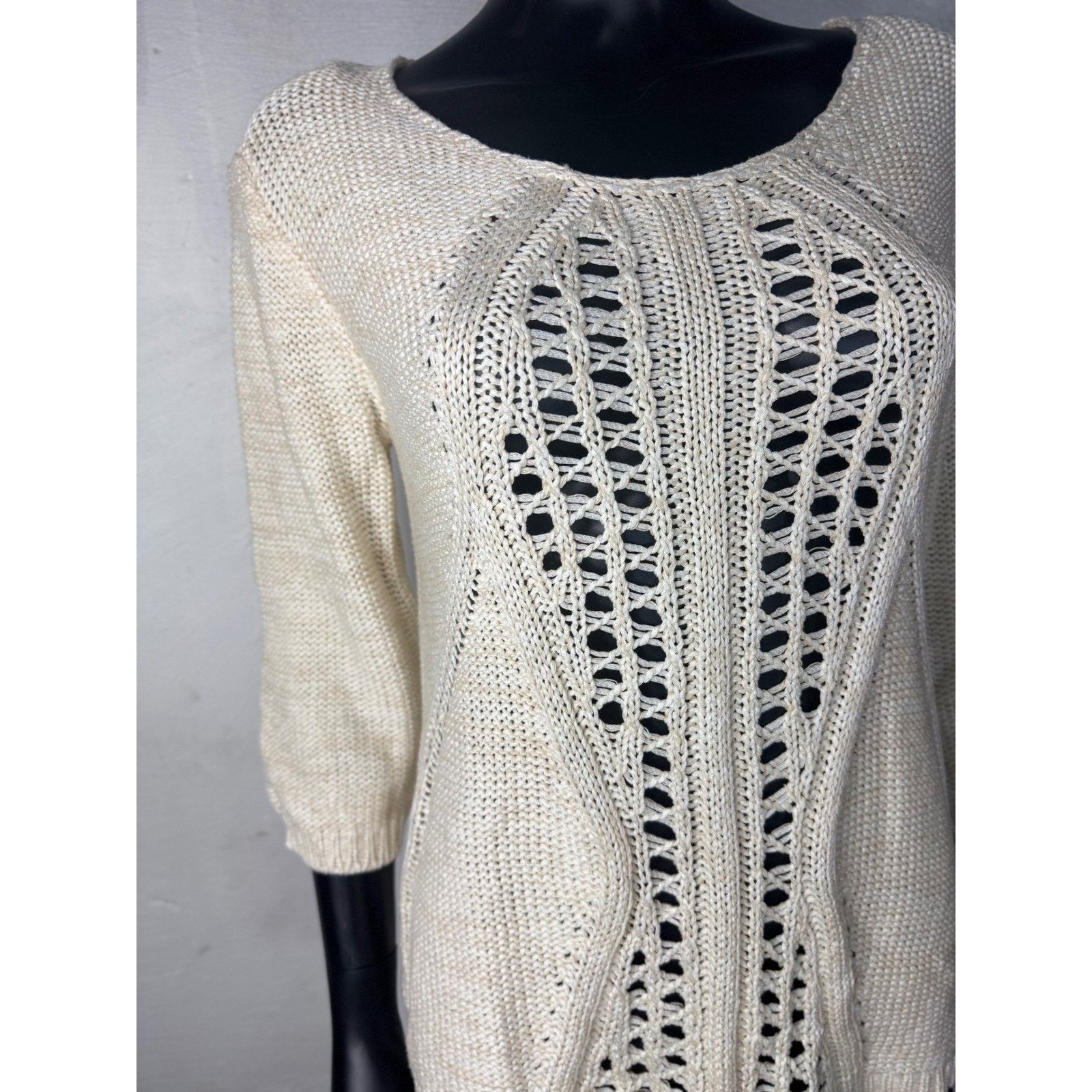 & Other Stories Avalin Knit Sweater Womens Small Cream Beige Open Weave Size S / US 4 / IT 40 - 3 Thumbnail