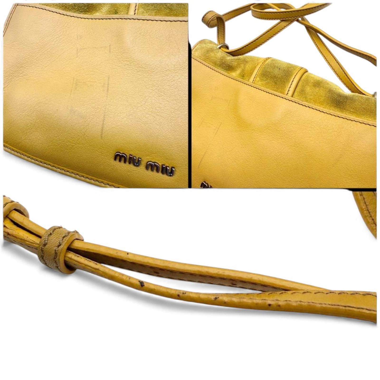 Miu Miu Miu Miu - Yellow Suede Shoulder Bag Decorative Accent Size ONE SIZE - 6 Thumbnail