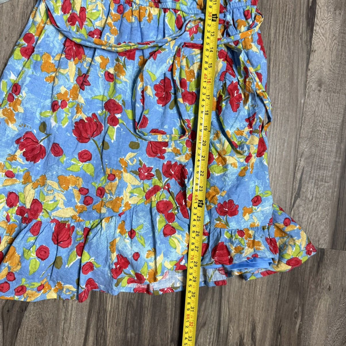 Lauren Ralph Lauren LC Lauren Conrad Sky Blue Floral Wrap Midi Dress Size M / US 6-8 / IT 42-44 - 7 Thumbnail