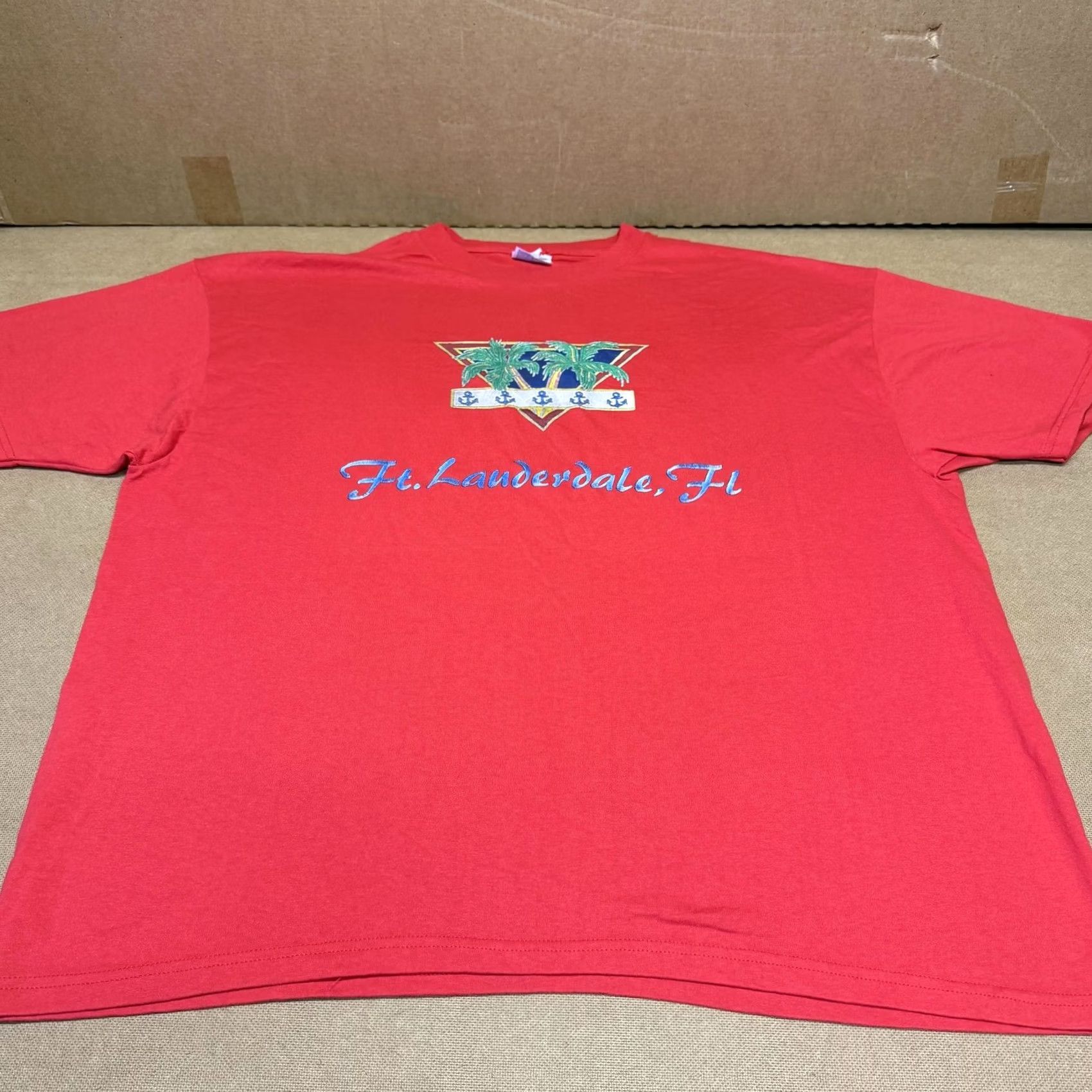 Hanes VINTAGE Hanes Shirt Mens 2XL Red Ft Lauderdale FL Palm Trees Embroidered 90s Size US XXL / EU 58 / 5 - 2 Thumbnail