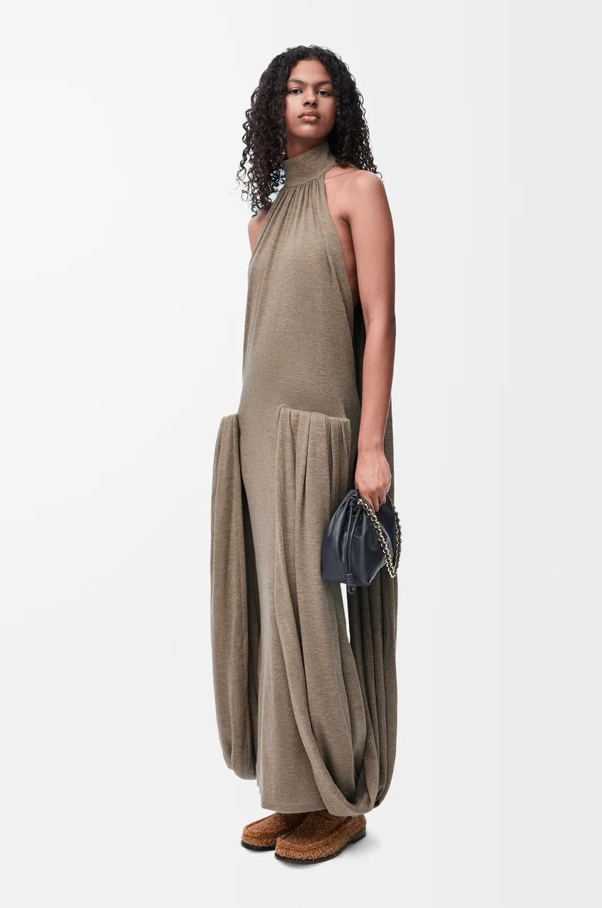 Loewe o1loc1c0525 Draped Dress In Viscose in Brown Size S / US 4 / IT 40 - 2 Thumbnail