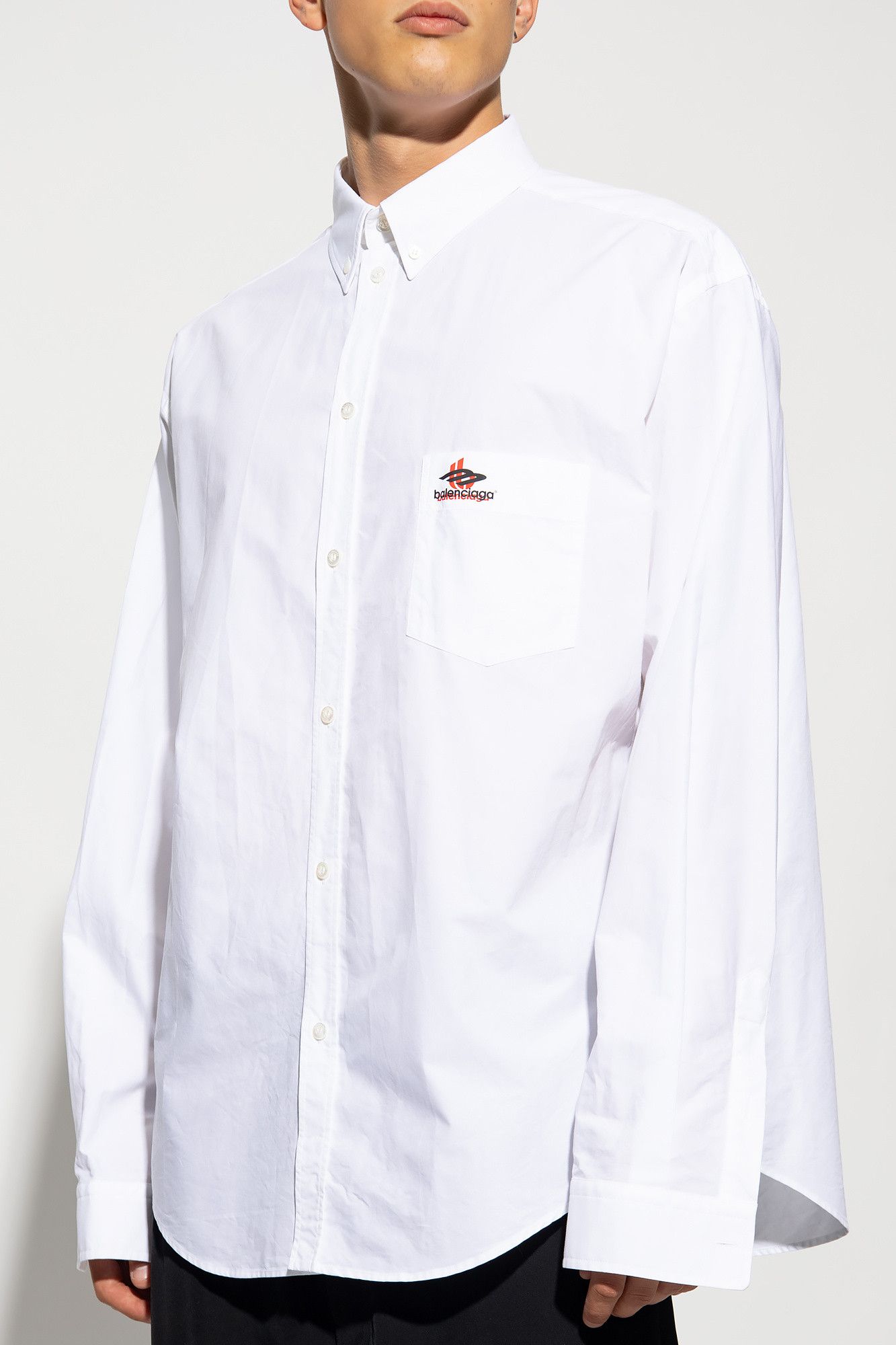 Balenciaga o1w1db10425 Layered Sports Shirt Large Fit in White Size US L / EU 52-54 / 3 - 2 Thumbnail