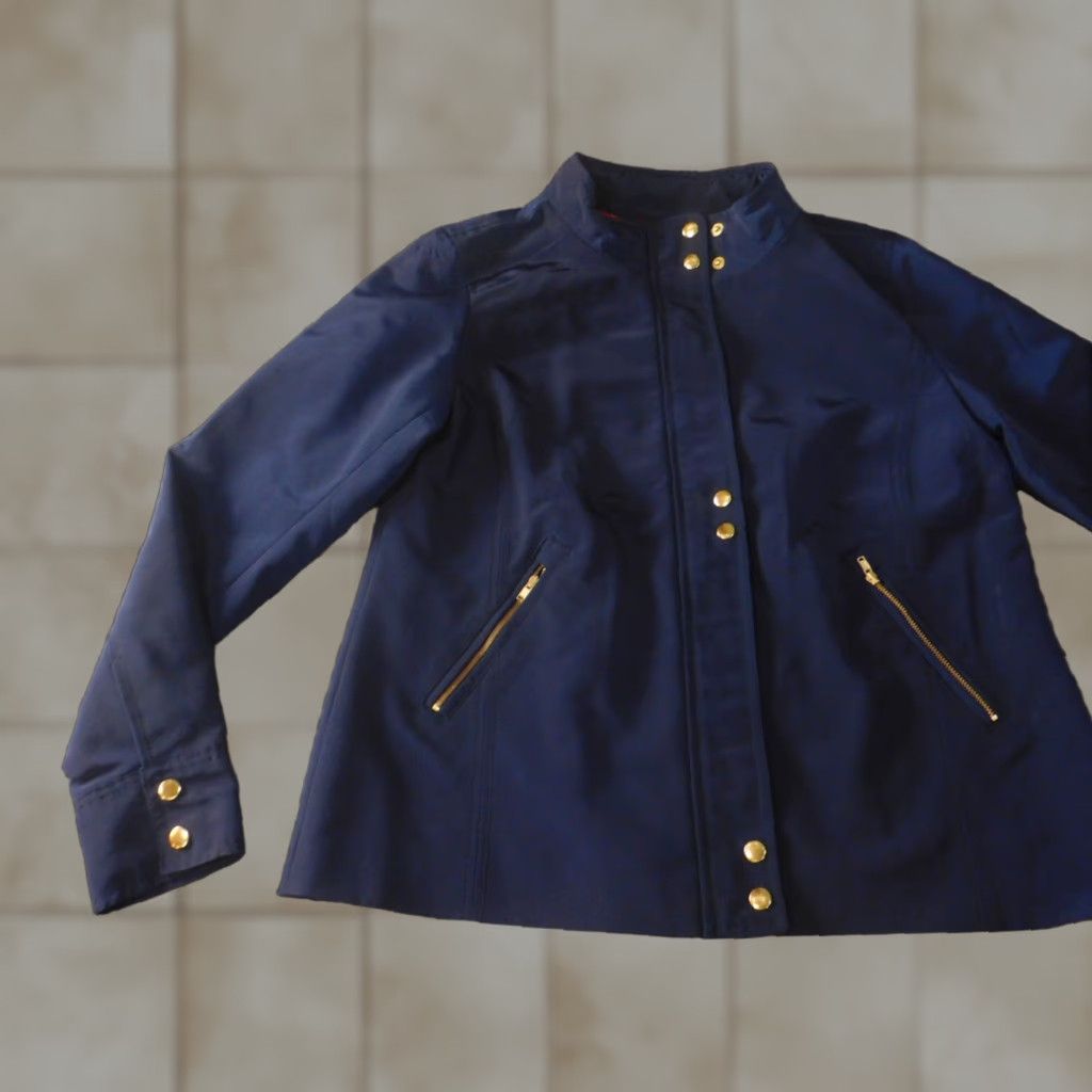 Vintage Crown & Ivy Womens Jacket XS Blue Zip Snap Soft-shell Regular Length Knit Polyester Lining Zipper Casual (Vintage: No) Size XS / US 0-2 / IT 36-38 - 1 Thumbnail
