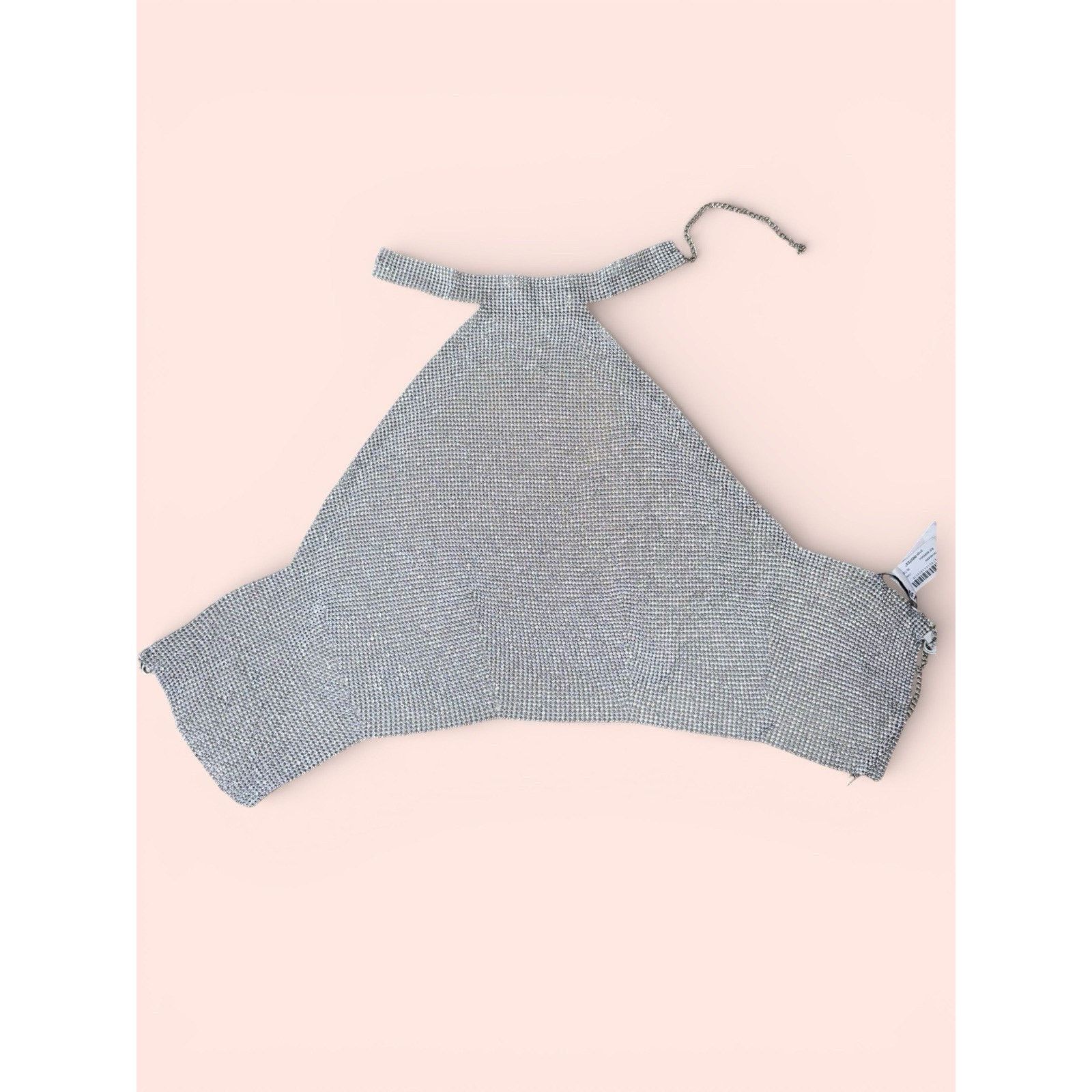Zara ZARA WOMAN NEW CROP TOP RHINESTONES SILVER OPEN BACK SIZE M Size M / US 6-8 / IT 42-44 - 4 Thumbnail