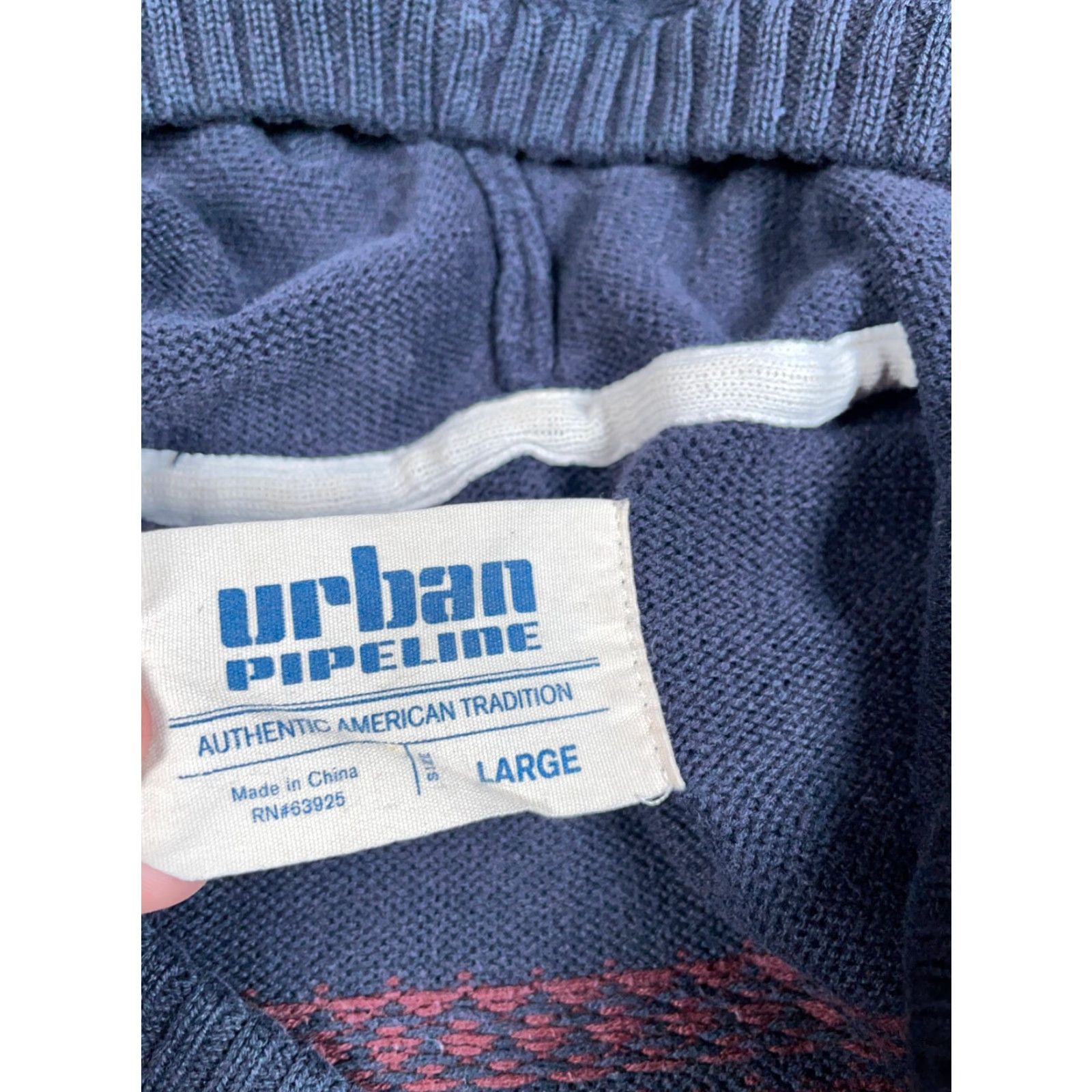 Vintage URBAN PIPELINE Geometric Fair Isle Hooded Sweater Adult Large Gray Lightweight Pullover 90s Hipster Mens Size US L / EU 52-54 / 3 - 3 Thumbnail