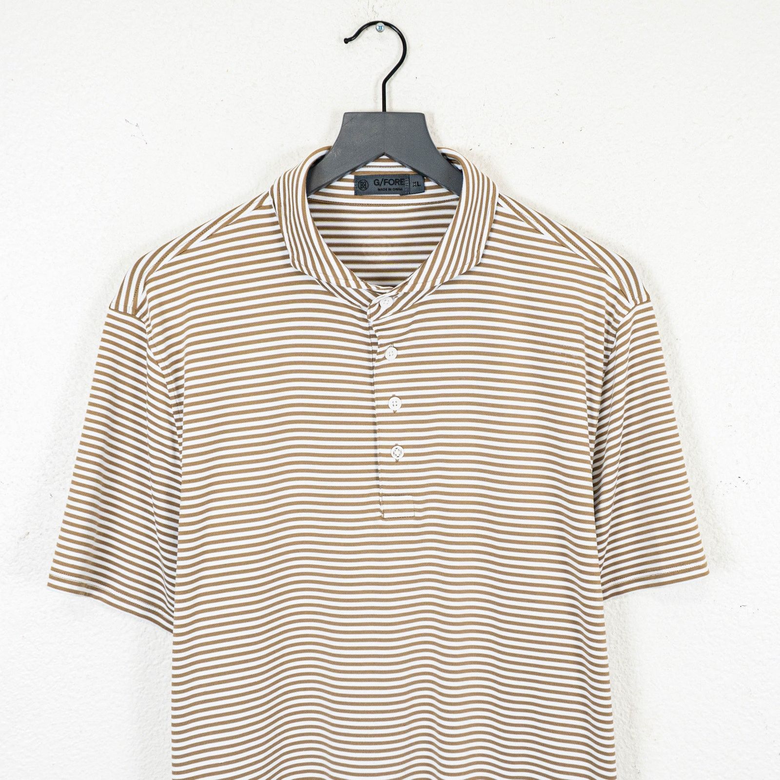 G/FORE G/FORE Golf Tech Polo Shirt White brown striped size XL Size US XL / EU 56 / 4 - 2 Thumbnail
