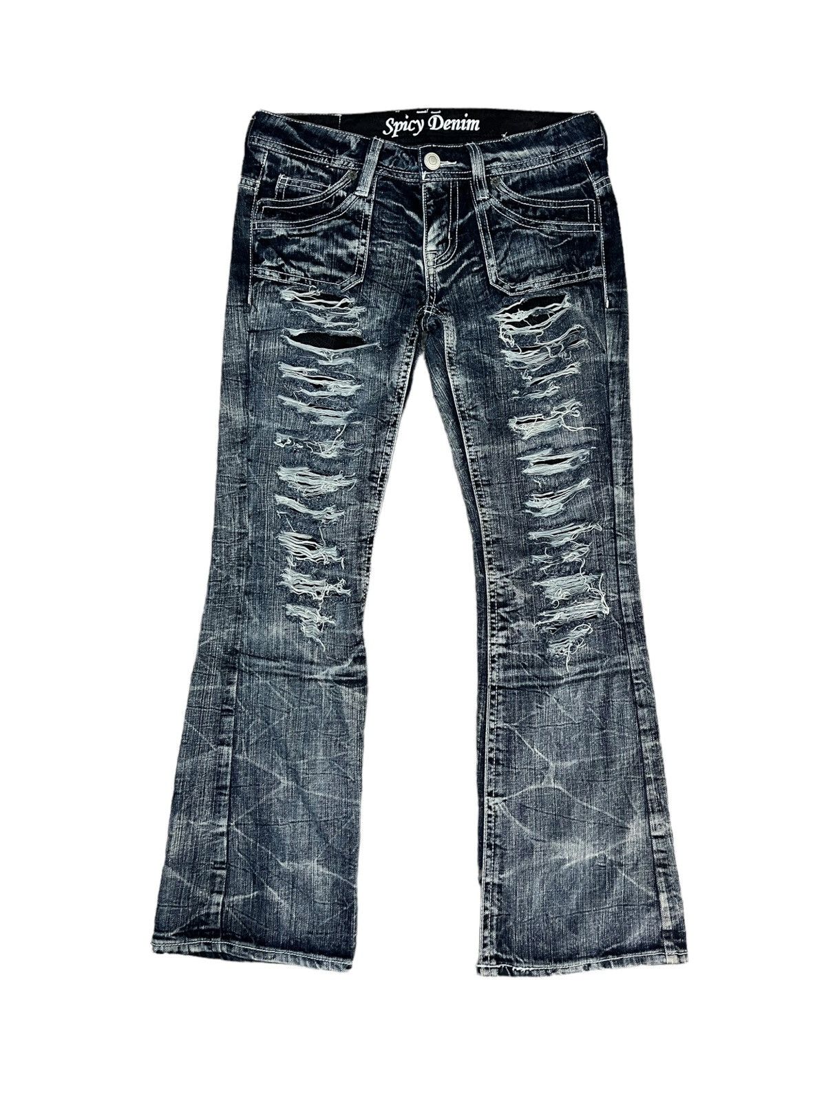 Japanese Brand Vintage Punk Wrinkle Denim Flared Size US 33 - 2 Thumbnail