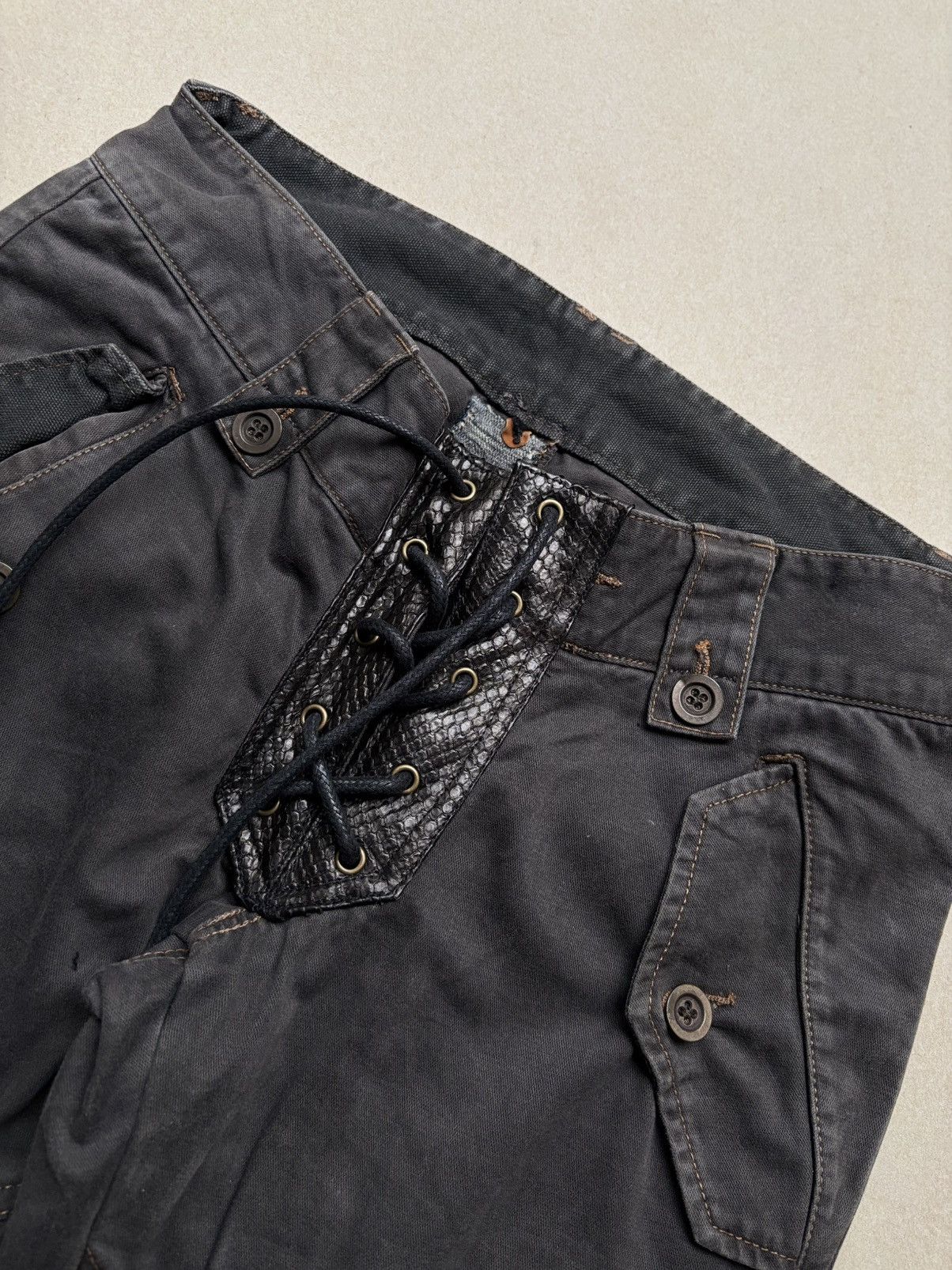 Tete Homme ЖИЗНЬ lace up flare cargo pants Size US 29 - 5 Thumbnail