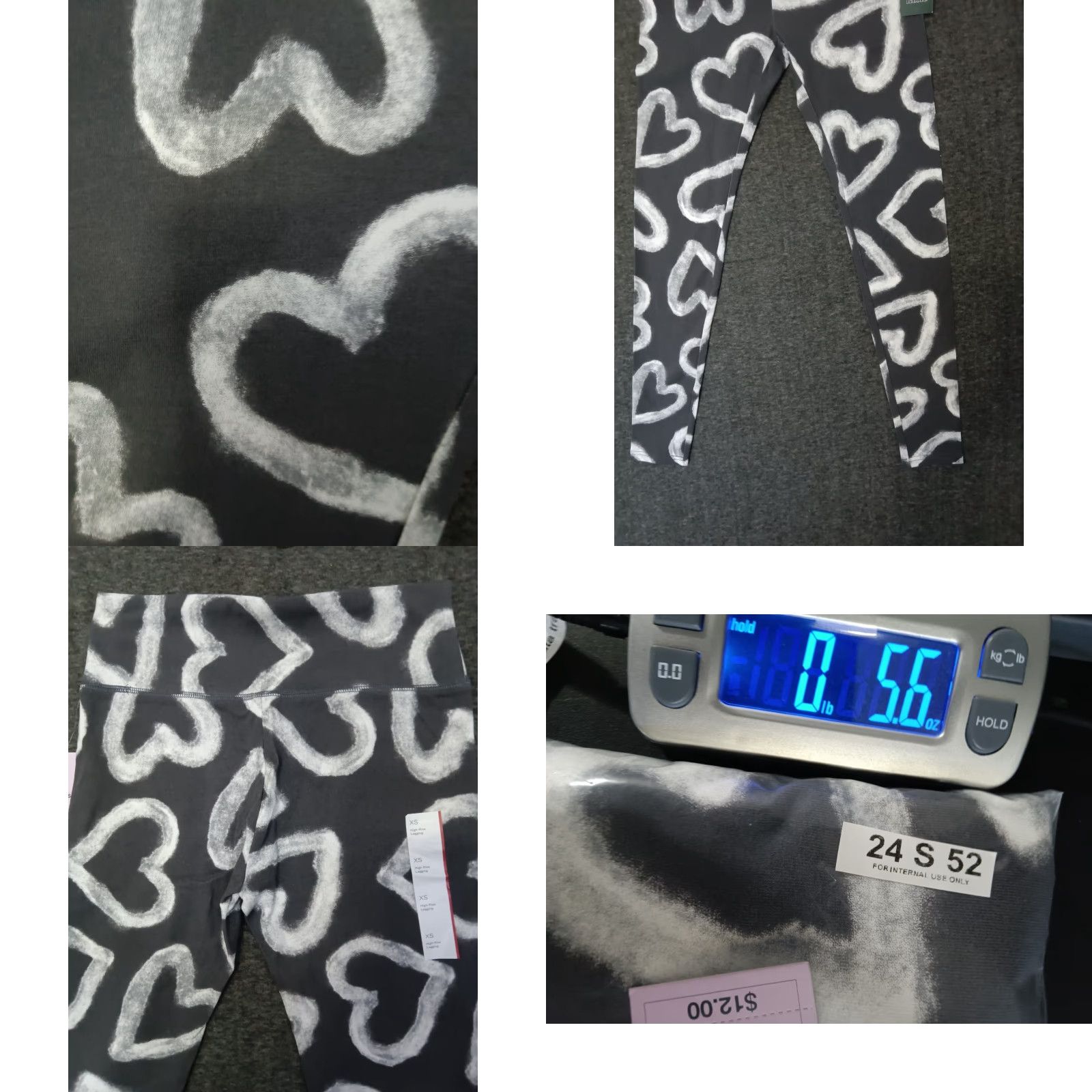 Vintage Wild Fable Leggings Women XS Gray High-Rise Heart Print Size 26" / US 2 / IT 38 - 8 Thumbnail