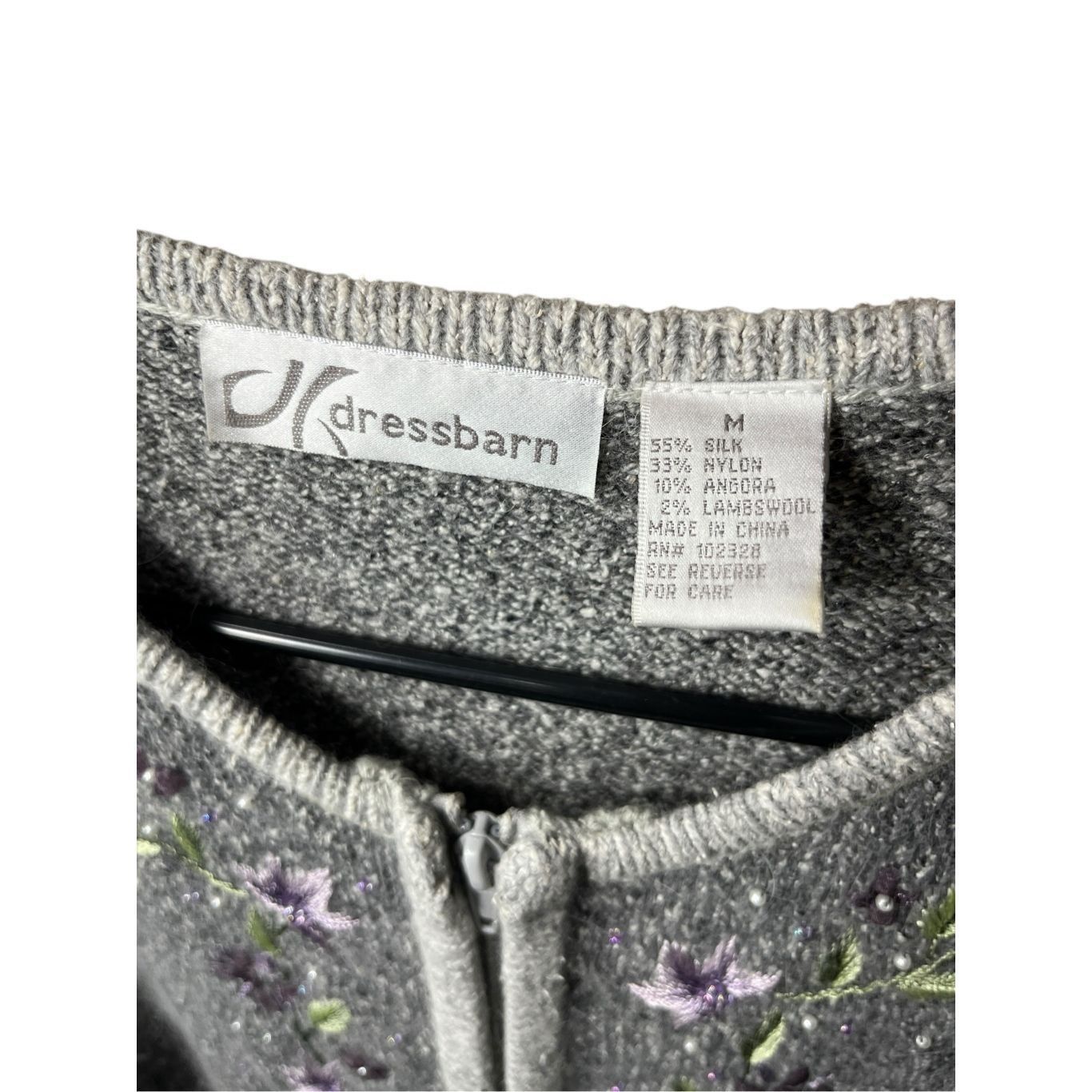 Other Vintage Dressbarn Cardigan M Gray Purple Embroidered Floral Size M / US 6-8 / IT 42-44 - 6 Thumbnail