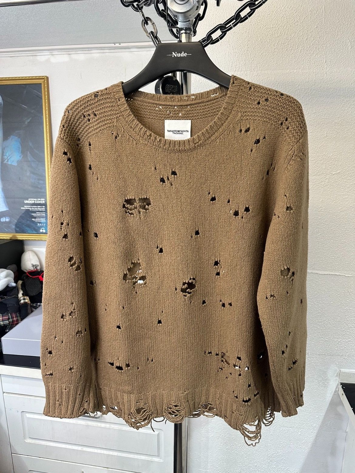 image of Takahiromiyashita The Soloist Destroyed Design Knitwear in Brown, Men's (Size Small)