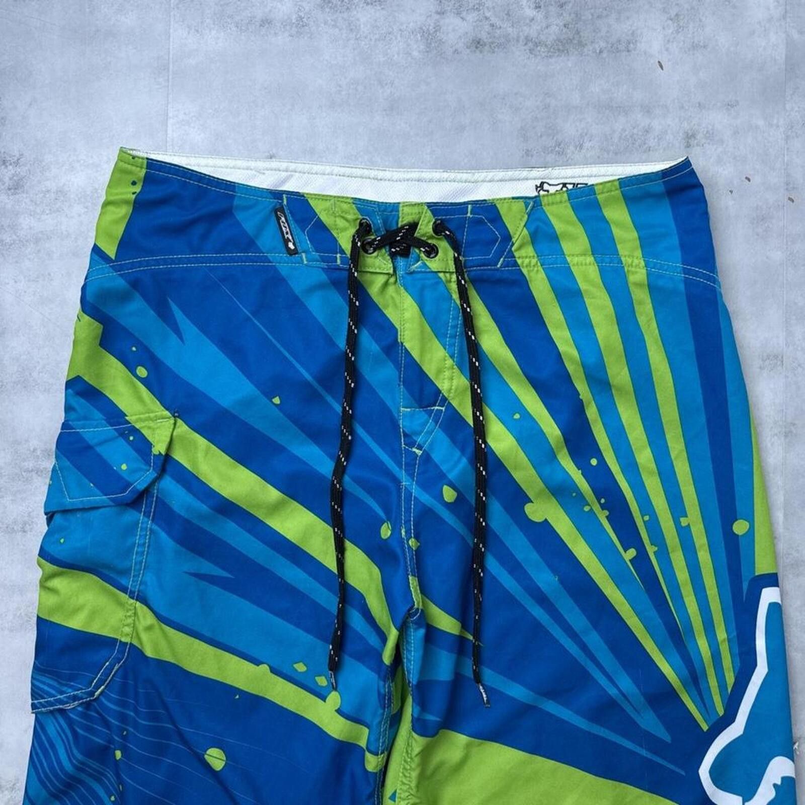 Fox Racing Y2K Fox Racing blue & green surf board 00s shorts Size US 33 - 5 Thumbnail