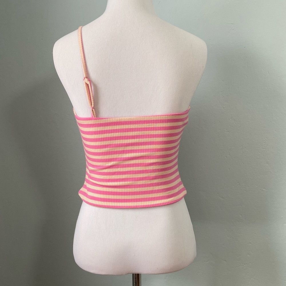 Other AFRM Ribbed Knit Crop Top Striped Saddle One Shoulder Squar Size M / US 6-8 / IT 42-44 - 3 Thumbnail