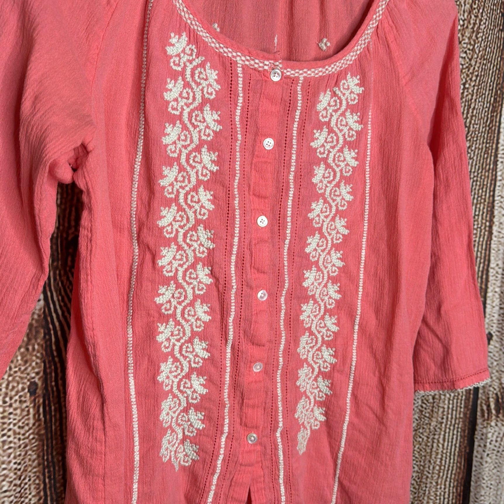 J. Jill J. Jill Womens Orange Small Knit Blouse Top Shirt Short Sleeve Pullover Round Neck Casual Workwear Holiday Classic Colorful Knit 100% Cotton Ladies Size S / US 4 / IT 40 - 2 Thumbnail