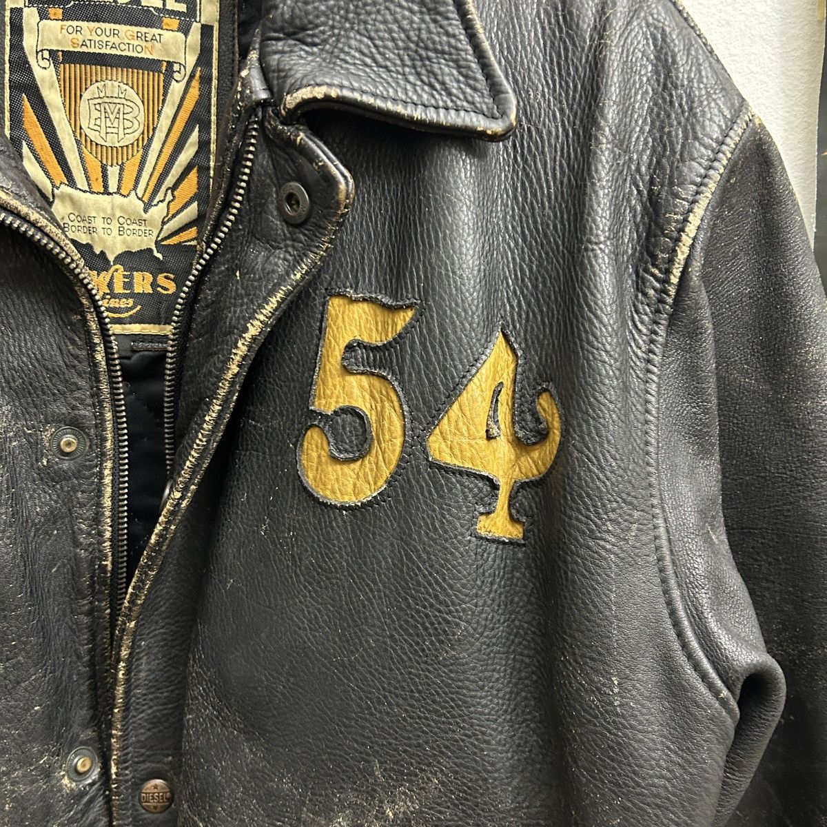 Diesel RARE Diesel Vintage Leather Jacket Biker Lines 80s 90s Size US L / EU 52-54 / 3 - 5 Thumbnail