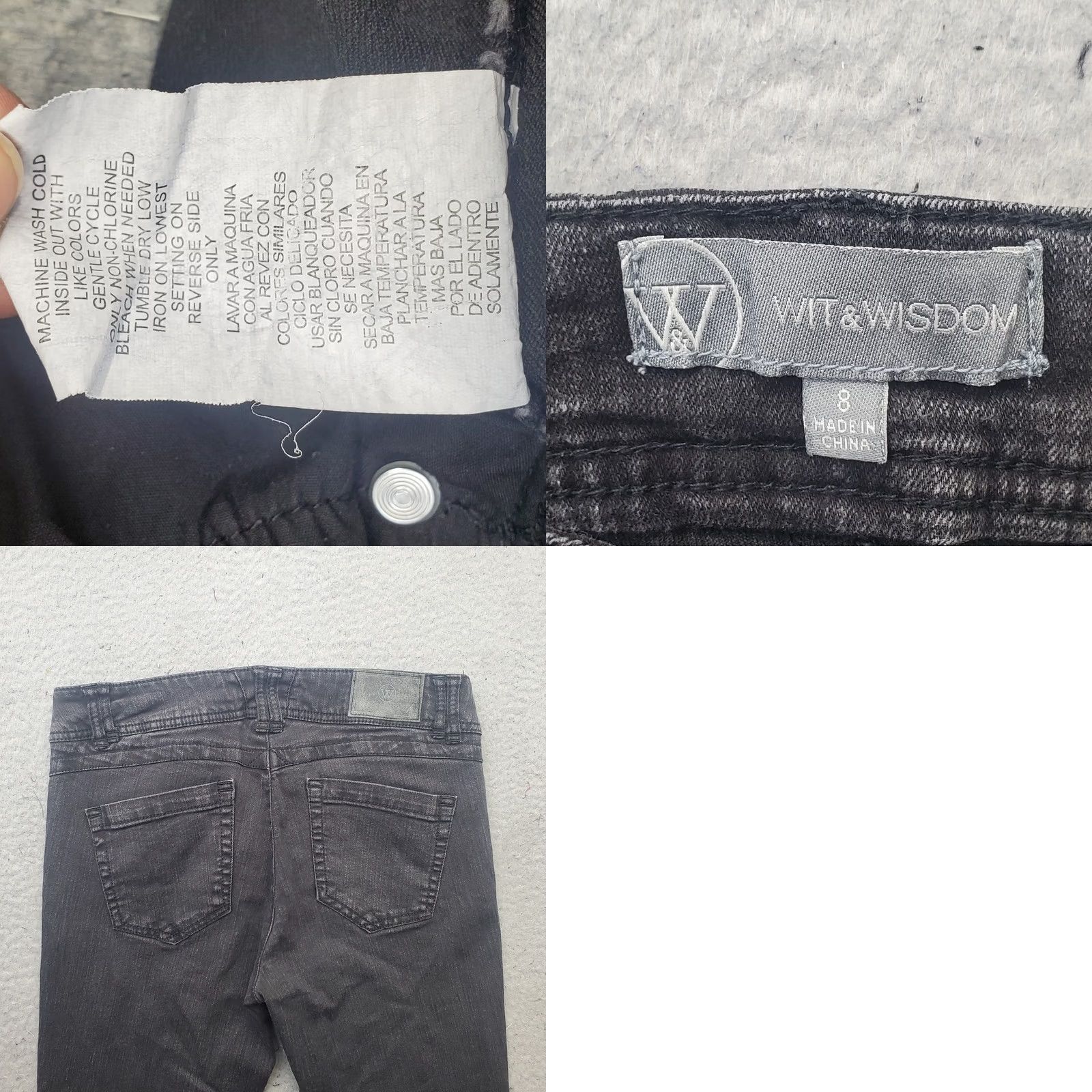 Vintage Wit & Wisdom Skinny Jeans Womens 8 Black Denim Slim Streetwear 5-Pocket Size 30" / US 8 / IT 44 - 8 Thumbnail