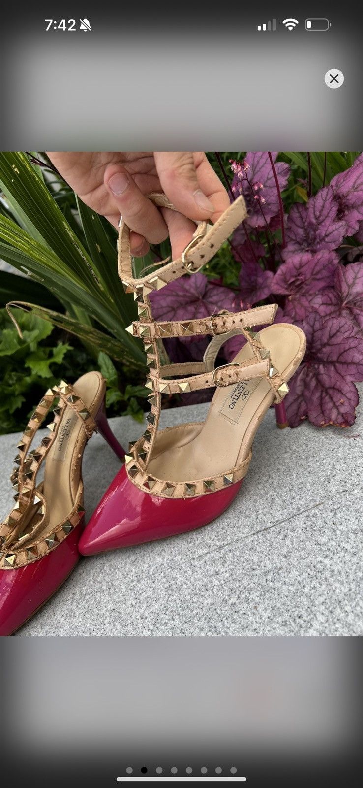 Valentino Valentino Fuchsia and Gold Studded Heels Size US 5 / IT 35 - 1 Thumbnail