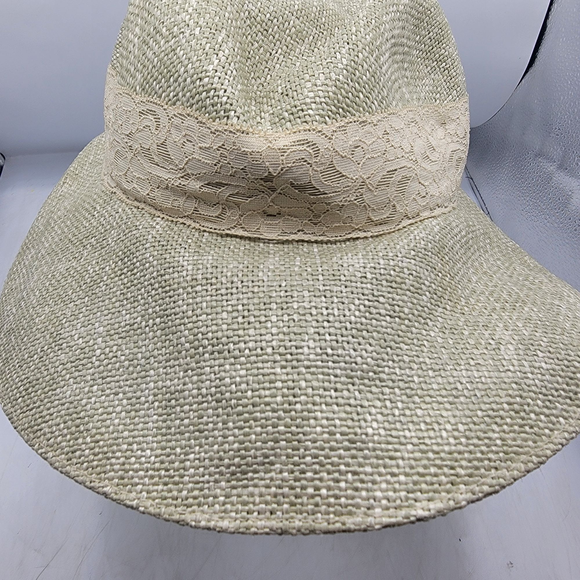 Hardy Amies Hardy Amies London Womens Beige Lace Trim Straw Hat Summer C Size ONE SIZE - 9 Thumbnail