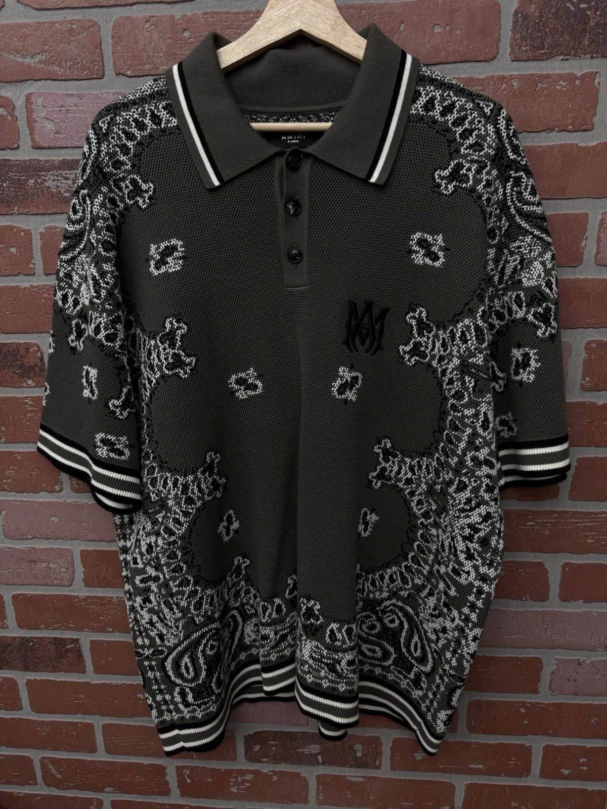 Amiri Amiri Bandana Short Sleeve Polo Shirt Green Dress Style XL Size US XL / EU 56 / 4 - 3 Thumbnail