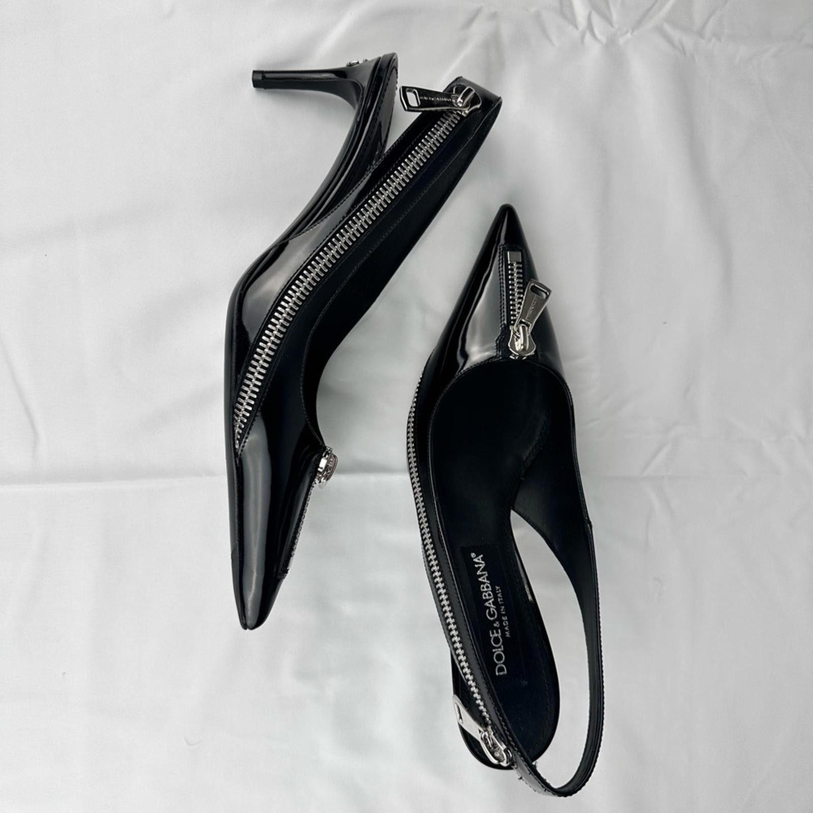 Dolce & Gabbana Dolce & Gabbana Black Patent Heels with Zipper - New - EU 39 Size US 9 / IT 39 - 9 Thumbnail