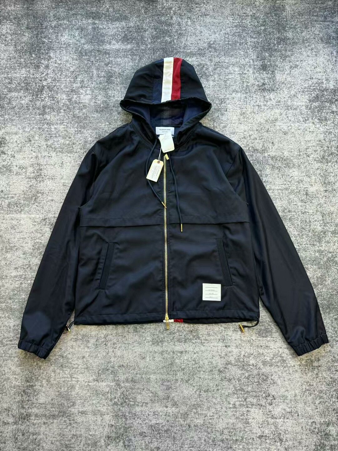thom browne navy striped jacket