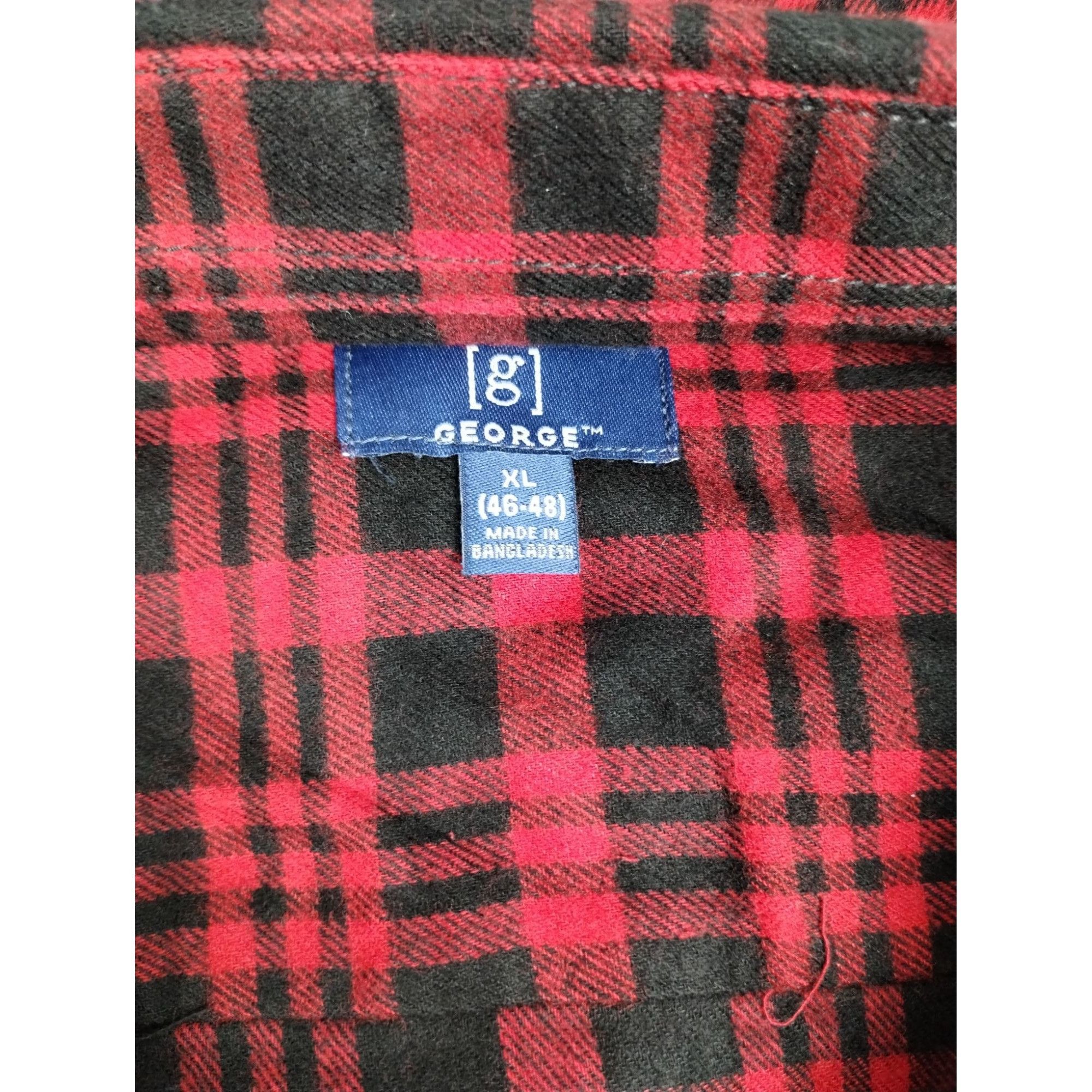 George George Mens XLT Red and Black Plaid Soft Flannel Long Sleeve Size US XL / EU 56 / 4 - 7 Thumbnail