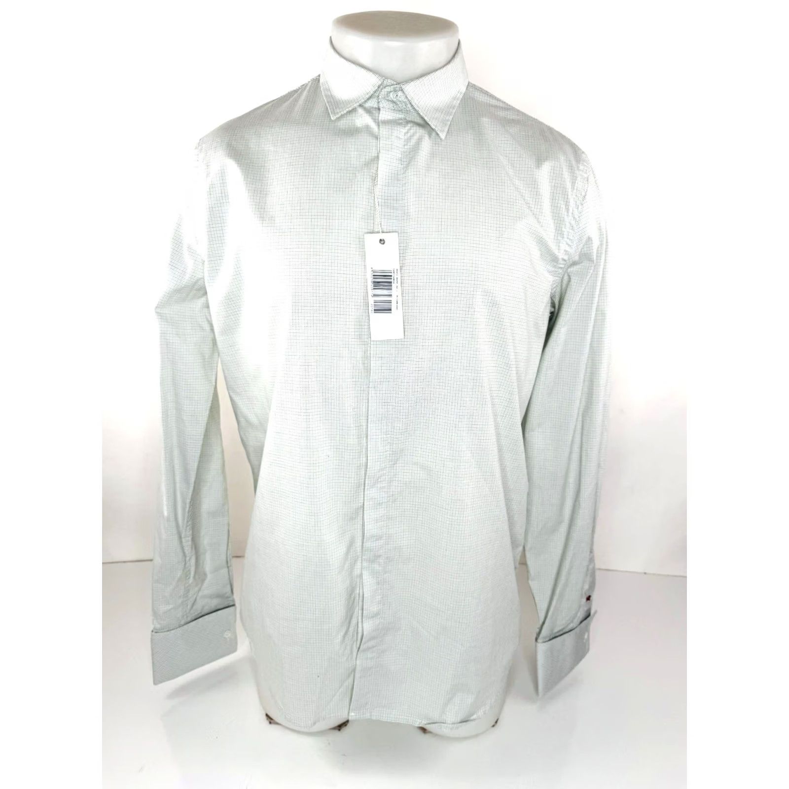 Diesel DIESEL Shirt Mens L Green / Dark Gray / White Plaid Embroidered Casey French Cuff Button-Up Long Sleeve Size US L / EU 52-54 / 3 - 2 Thumbnail