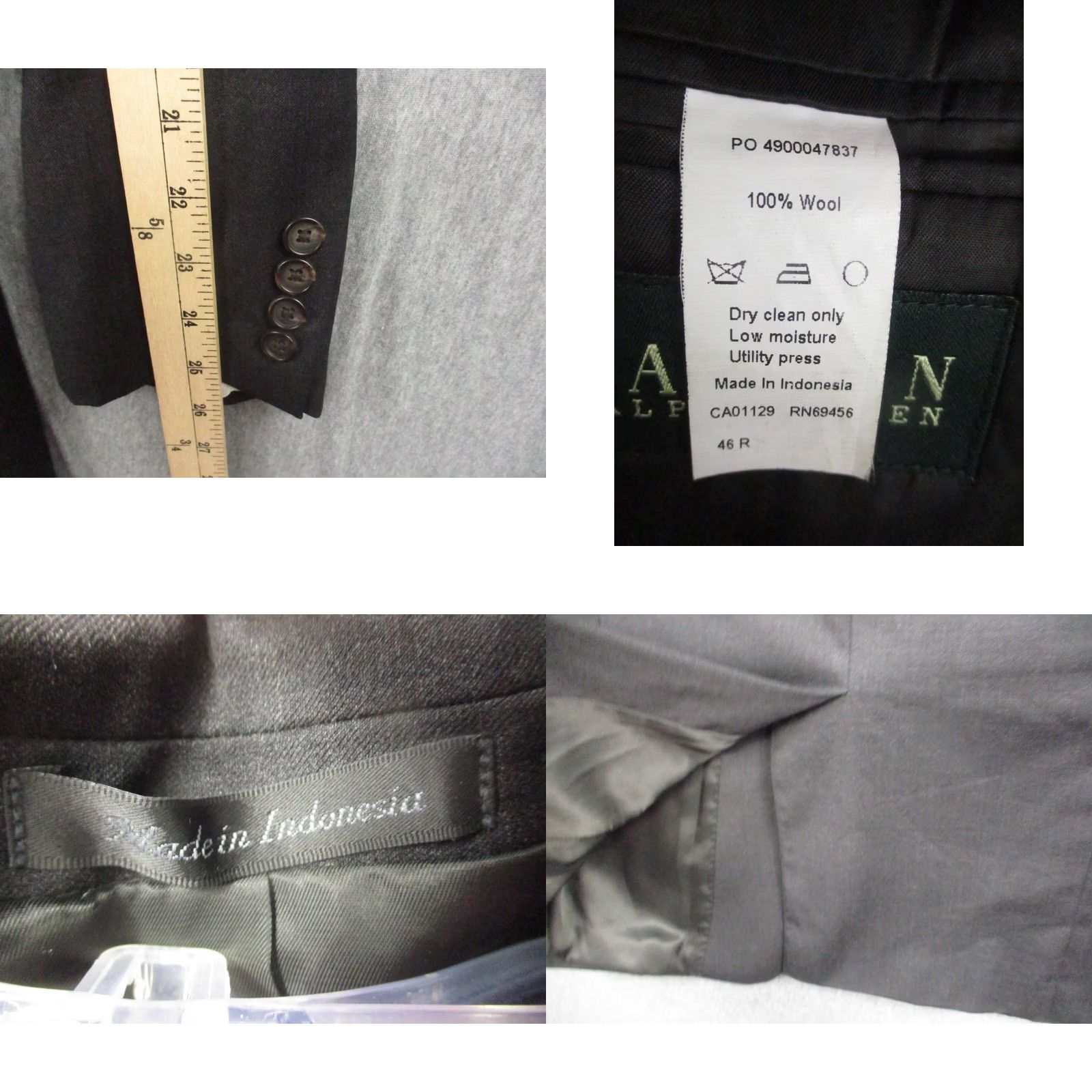 Ralph Lauren LAUREN RALPH LAUREN Wool Blazer Sportcoat 40 R Gray Black Tweed Notch Lapel Regular Mens Blazer Size 40R - 8 Thumbnail