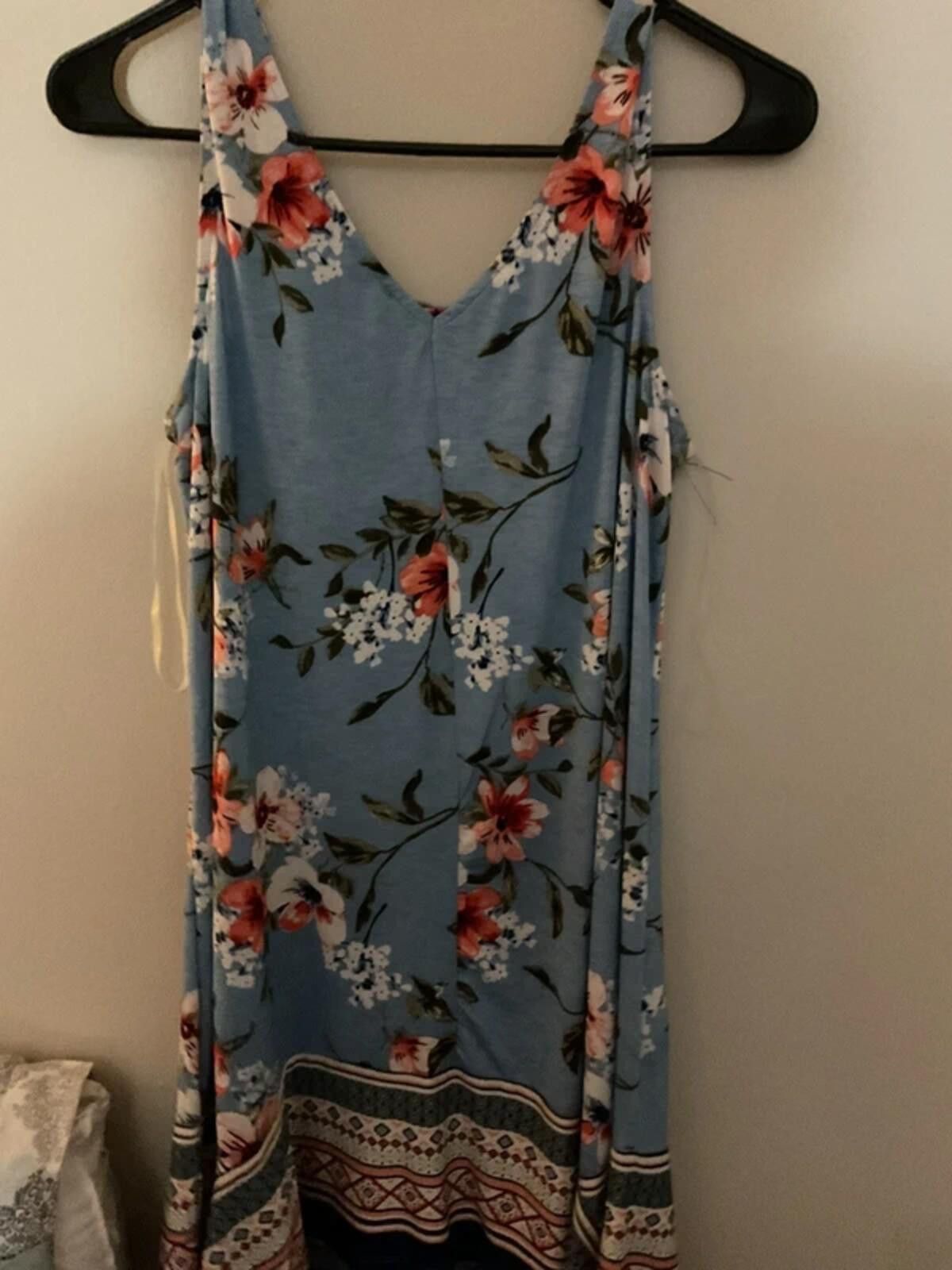Other New with Tags - Three Pink Hearts blue floral Midi dress Size M / US 6-8 / IT 42-44 - 6 Thumbnail
