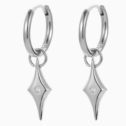 Jewelry × Sterling Silver Dark Earrings One Pairs Chrome Jewelry Size ONE SIZE - 1 Thumbnail