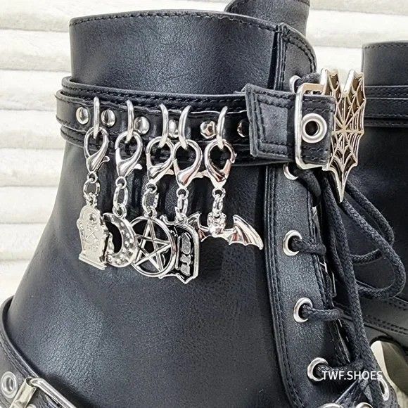 Other DEMONIA Gothika 66 Buckle / Charms Black Ankle Platform Hee Size US 9 / IT 39 - 4 Thumbnail
